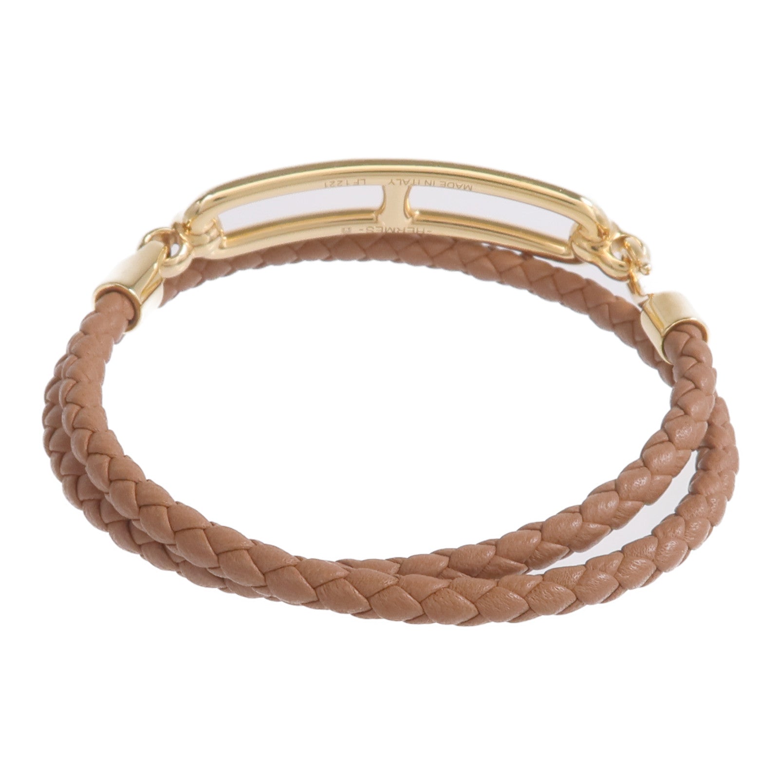 HERMES Swift皮革Roulis Double Tour Bracelet金扣手鏈Gold