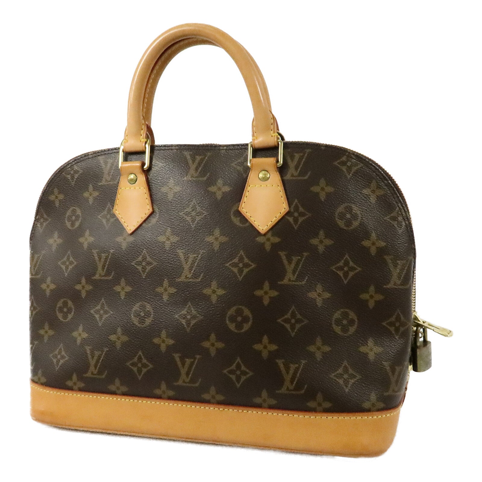 LOUIS VUITTON Monogram Alma金扣手挽袋棕色