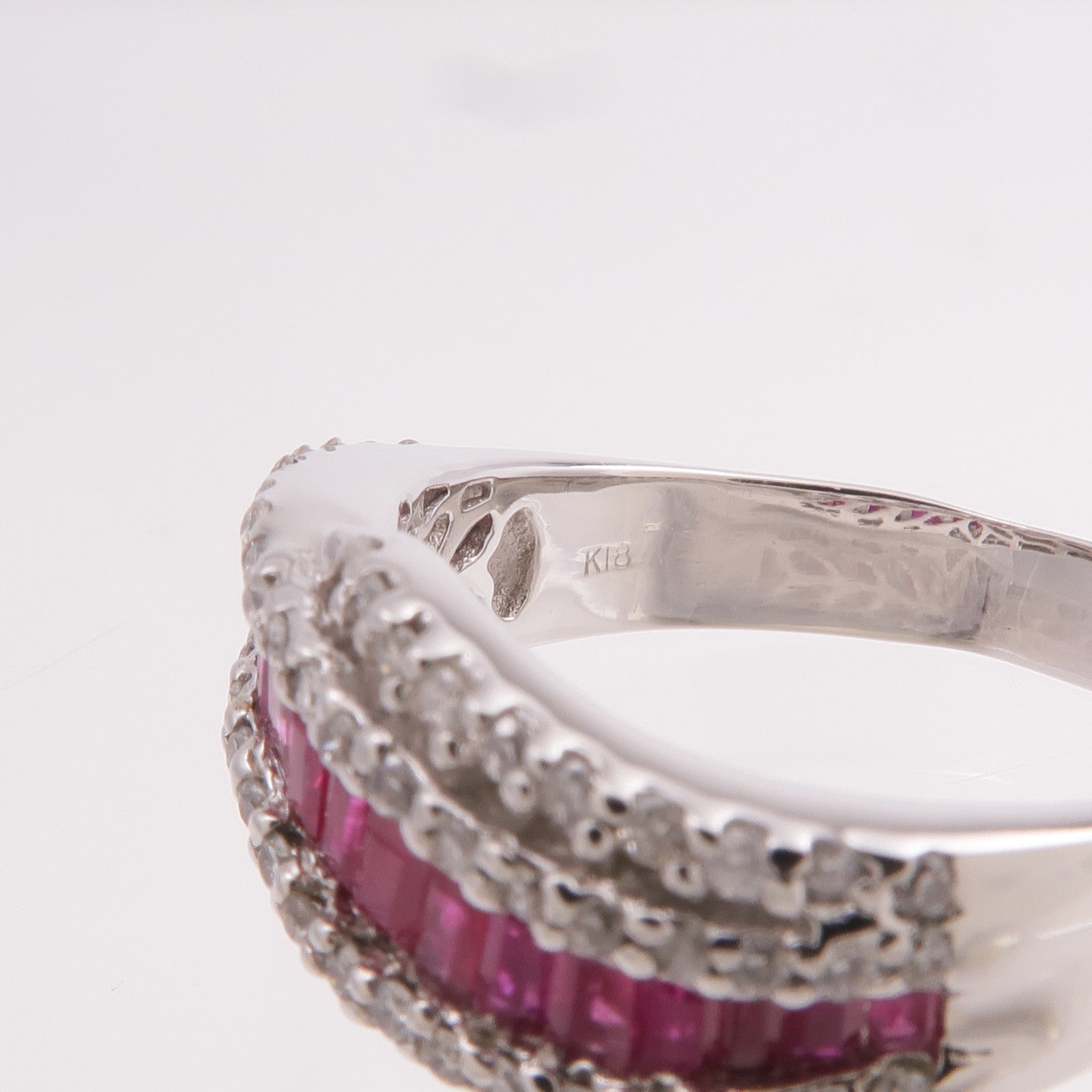 JEWELRY 18K白金Ruby Diamond Ring紅寶石/鑽石戒指US#9