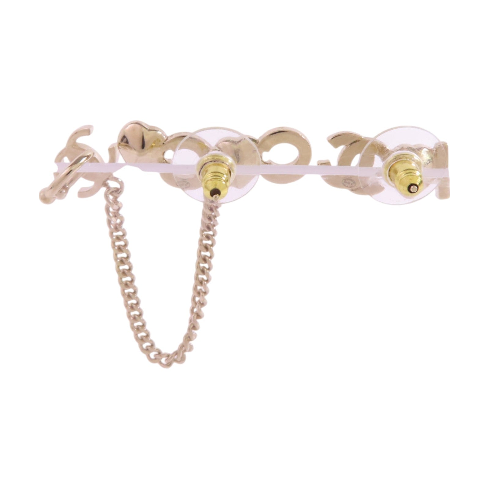 CHANEL 金屬/水鑽I Love Coco Earrings金扣耳環