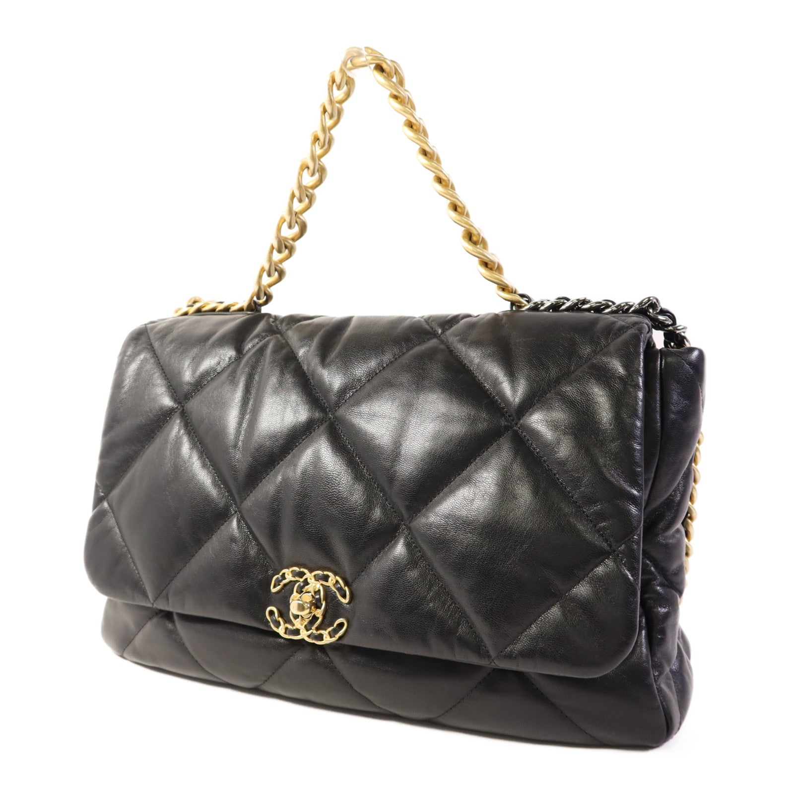 CHANEL 羊皮皮革Chanel 19 Large鏈帶手挽肩背兩用袋
