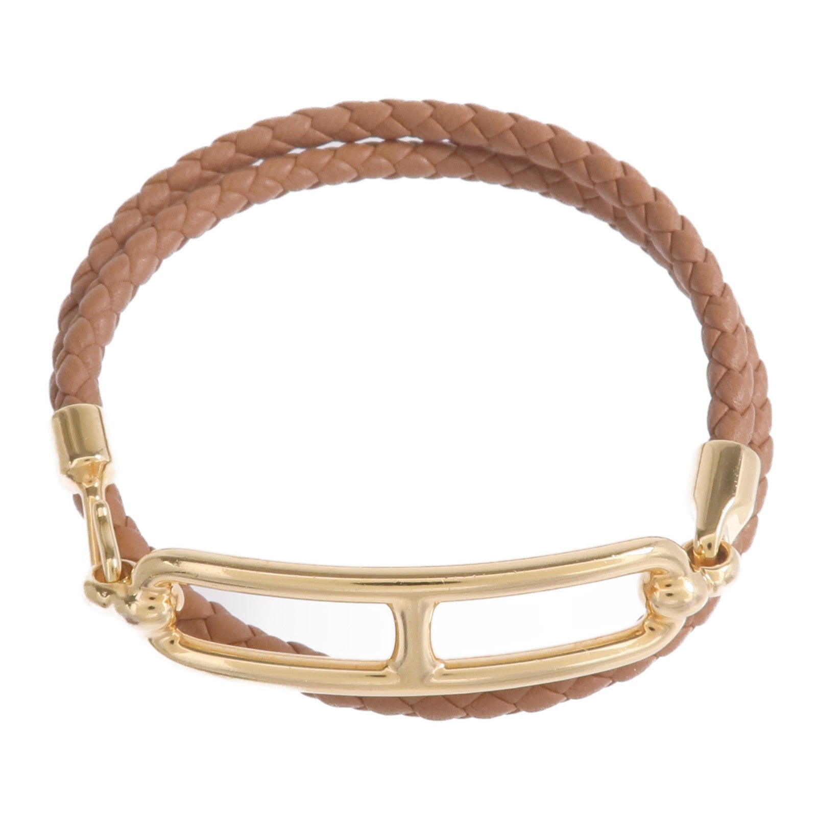 HERMES Swift皮革Roulis Double Tour Bracelet金扣手鏈Gold
