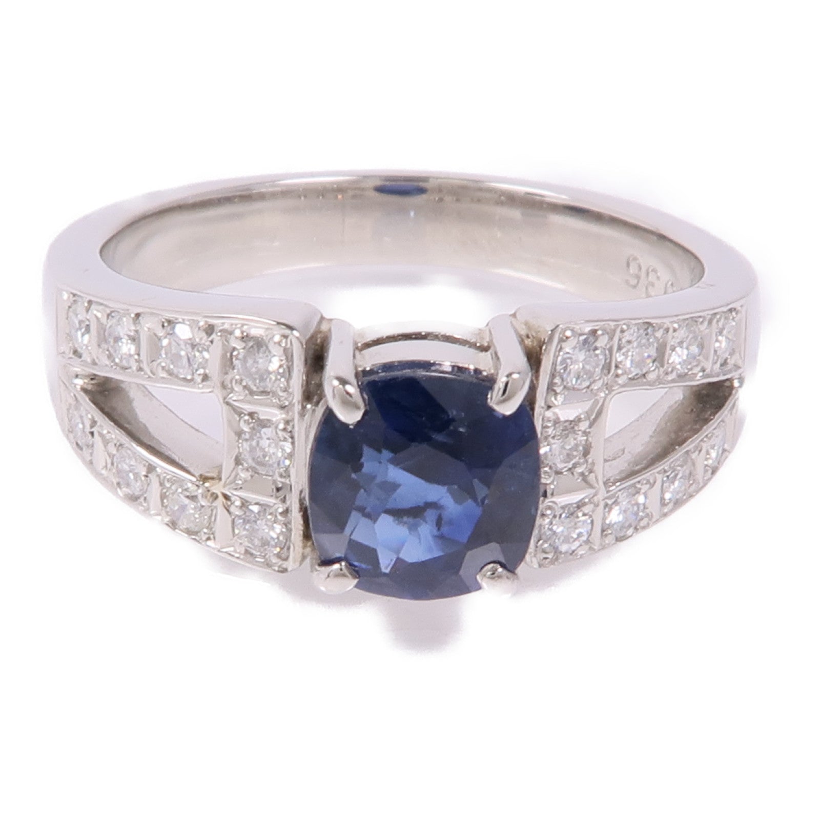 JEWELRY 【激減優惠】PT900鉑金Sapphire/Diamond Ring藍寶石/鑽石戒指US#8.25