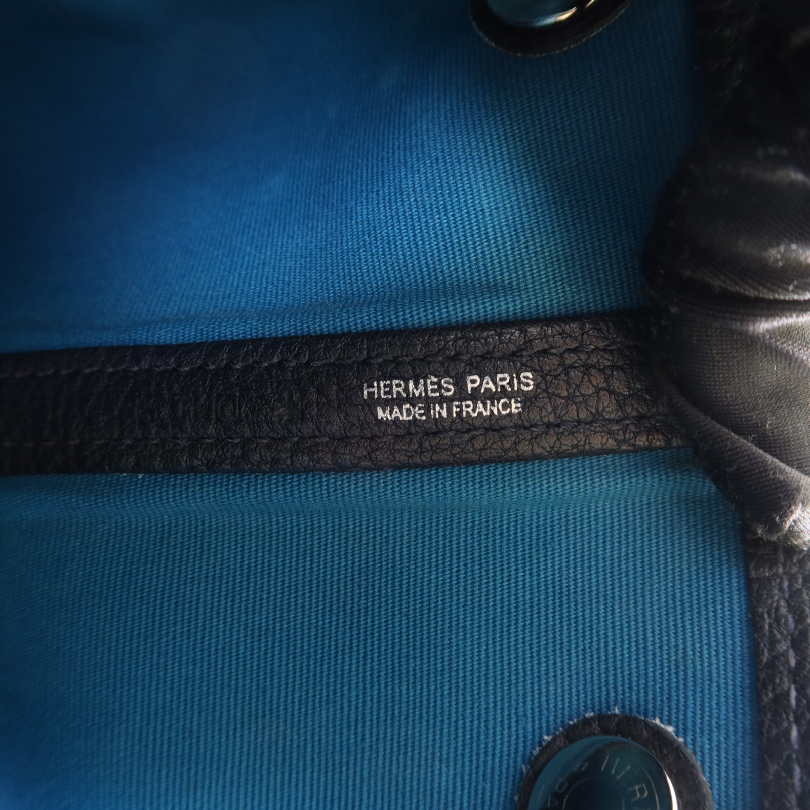 HERMES 帆布Garden Party PM銀扣手挽袋Bleu Paon