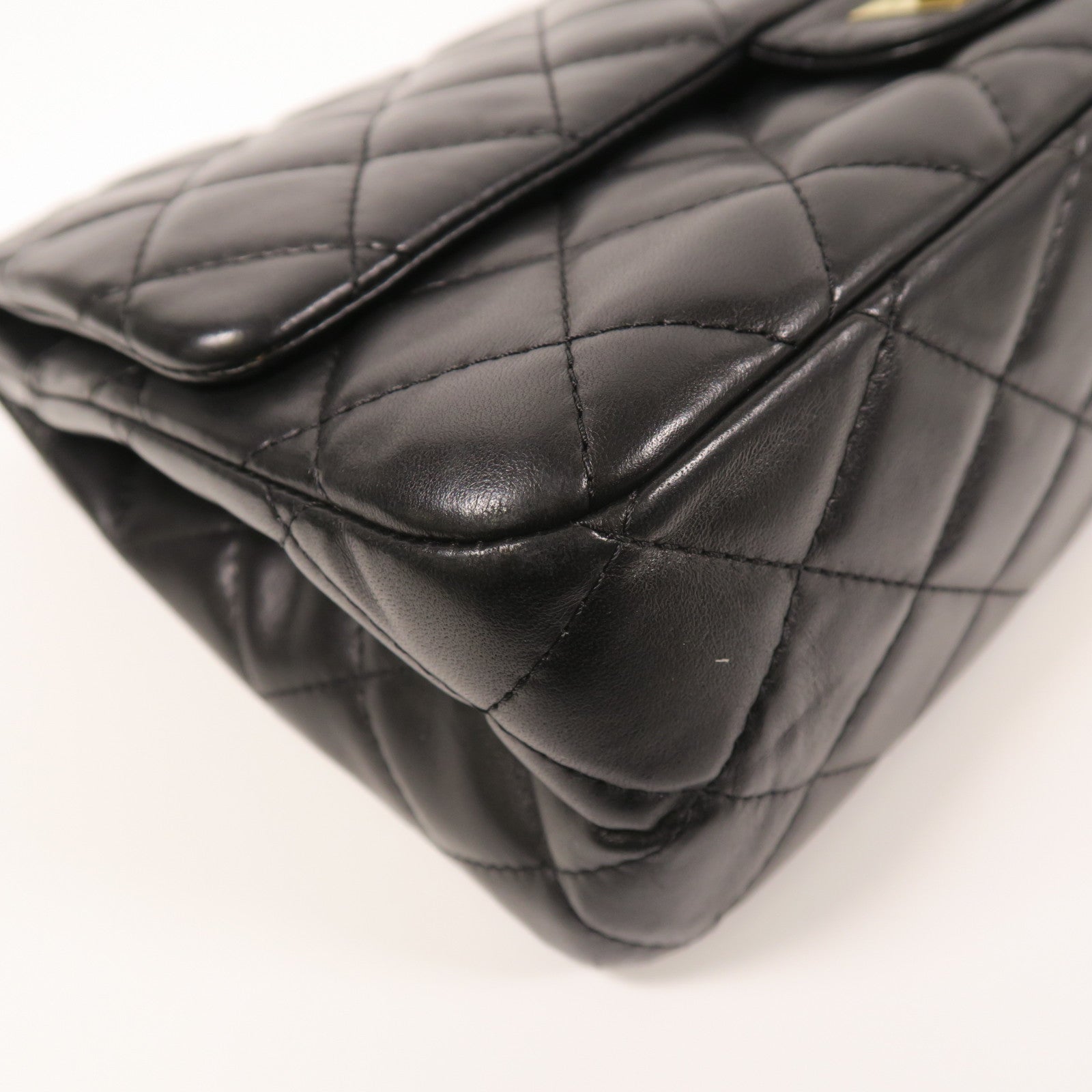 CHANEL CC GHW 2.55 Chain Shoulder Bag Lambskin Leather Black