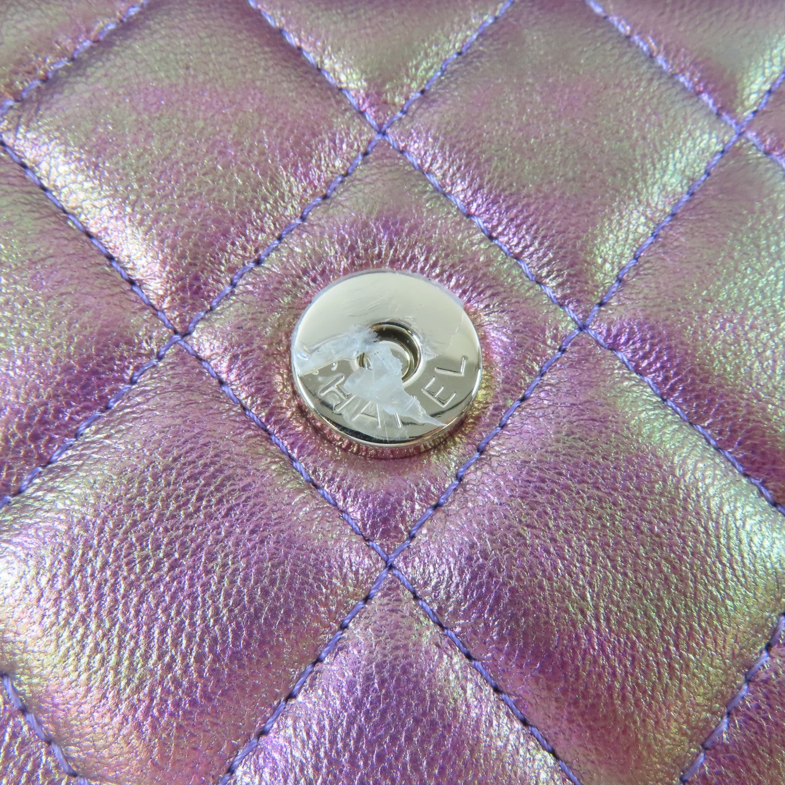 CHANEL 菱格羊皮皮革Chain Shoulder Bag金扣鏈帶肩背袋金屬粉紅色