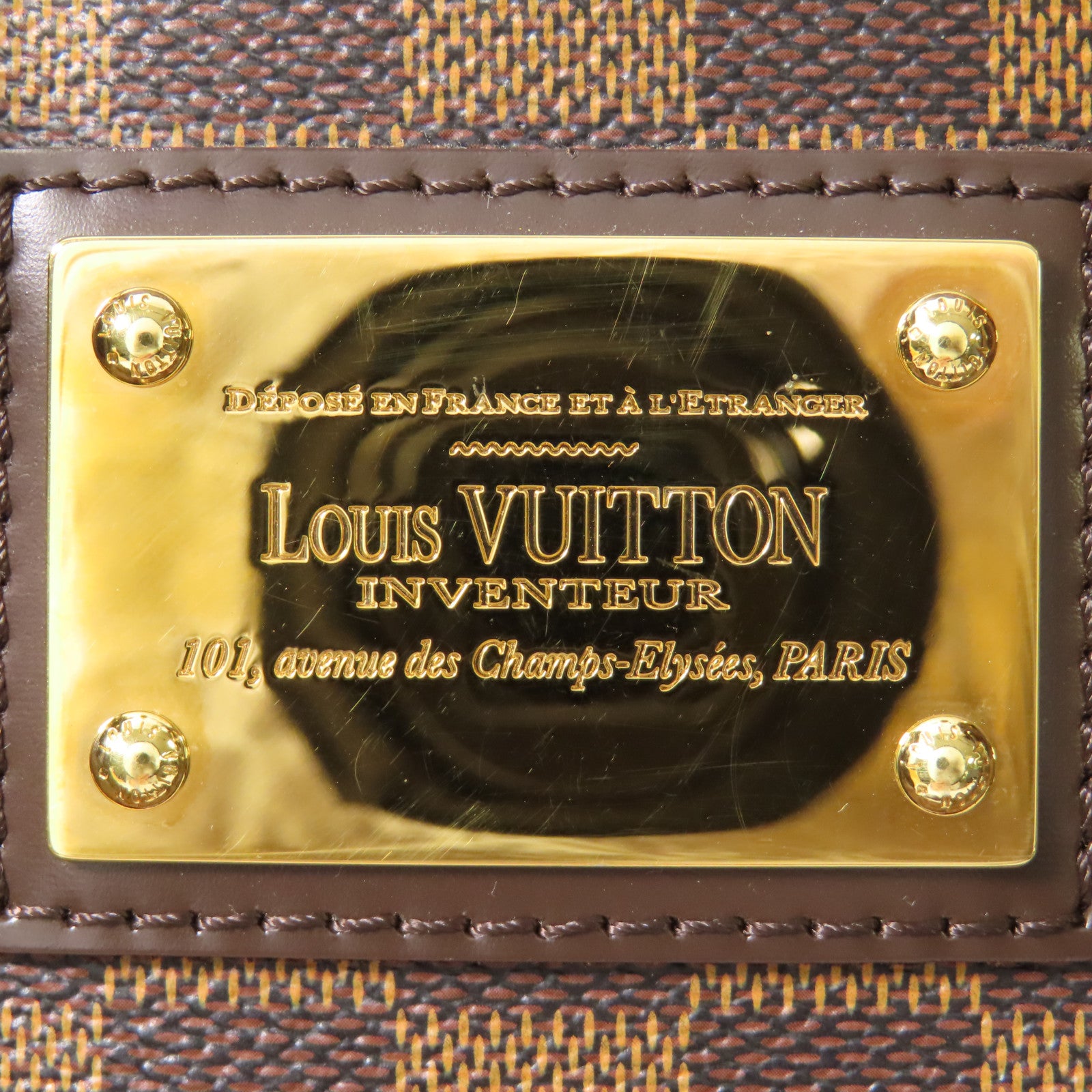LOUIS VUITTON Damier Hampstead PM金扣手挽袋