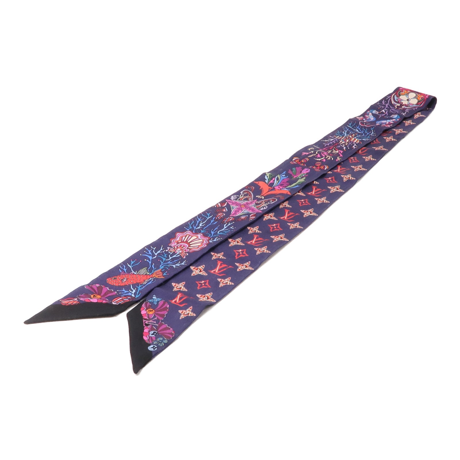 LOUIS VUITTON 絲質Scarf絲巾深藍色/紫色