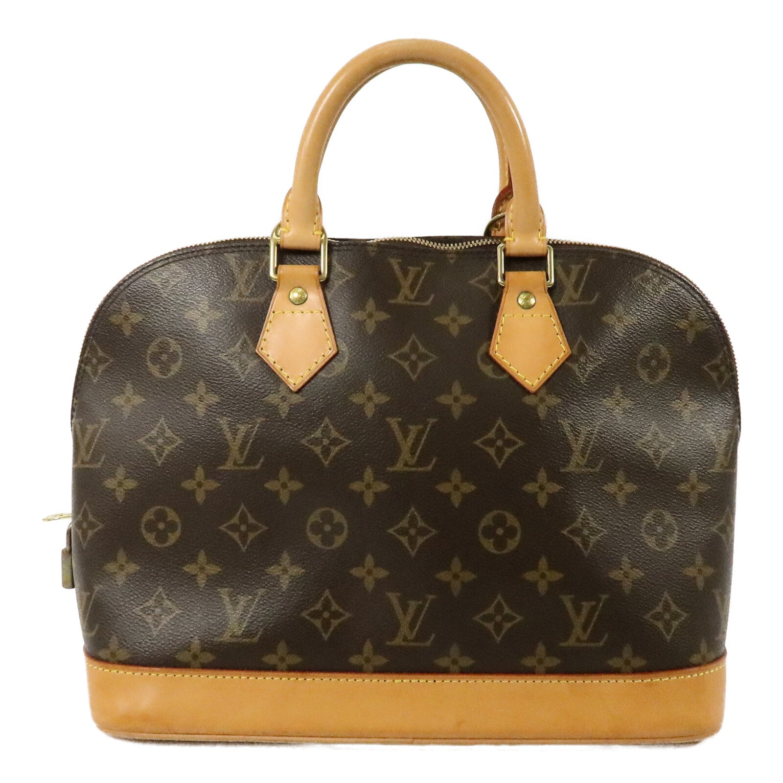LOUIS VUITTON Monogram Alma金扣手挽袋棕色