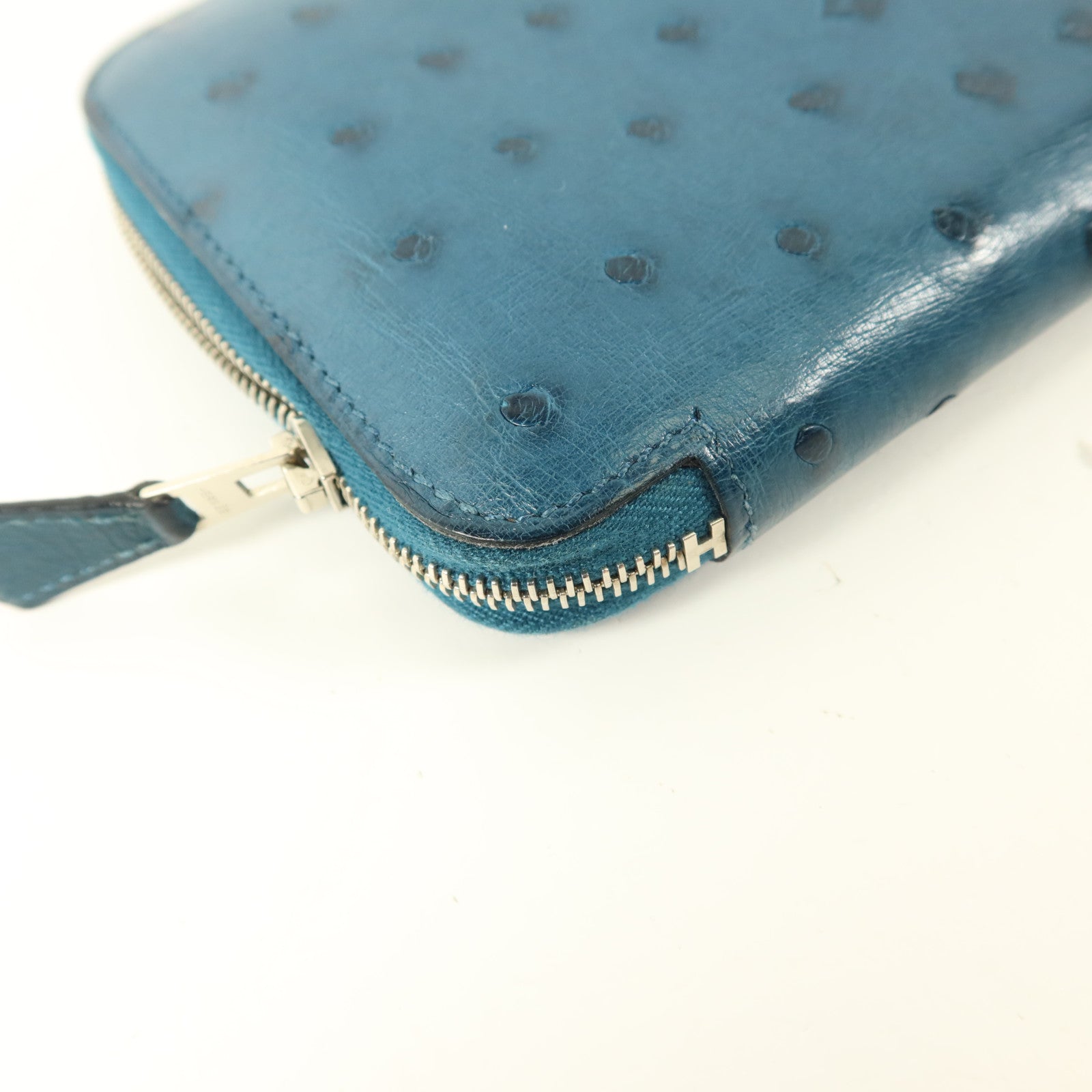 HERMES Ostrich皮革Azap Wallet長錢包Cobalt