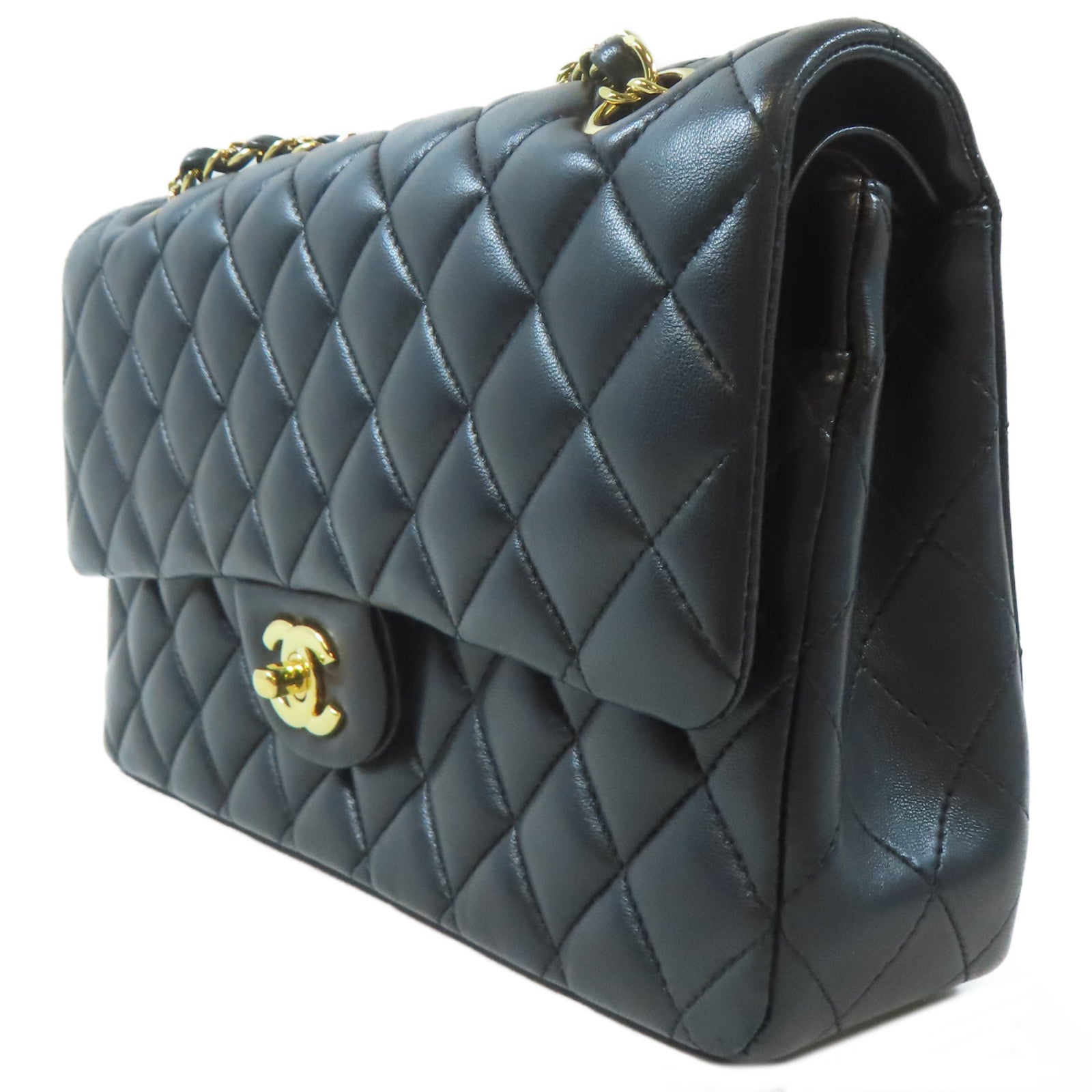 CHANEL 【激減優惠】菱格羊皮皮革Classic 25金扣鏈帶肩背袋黑色