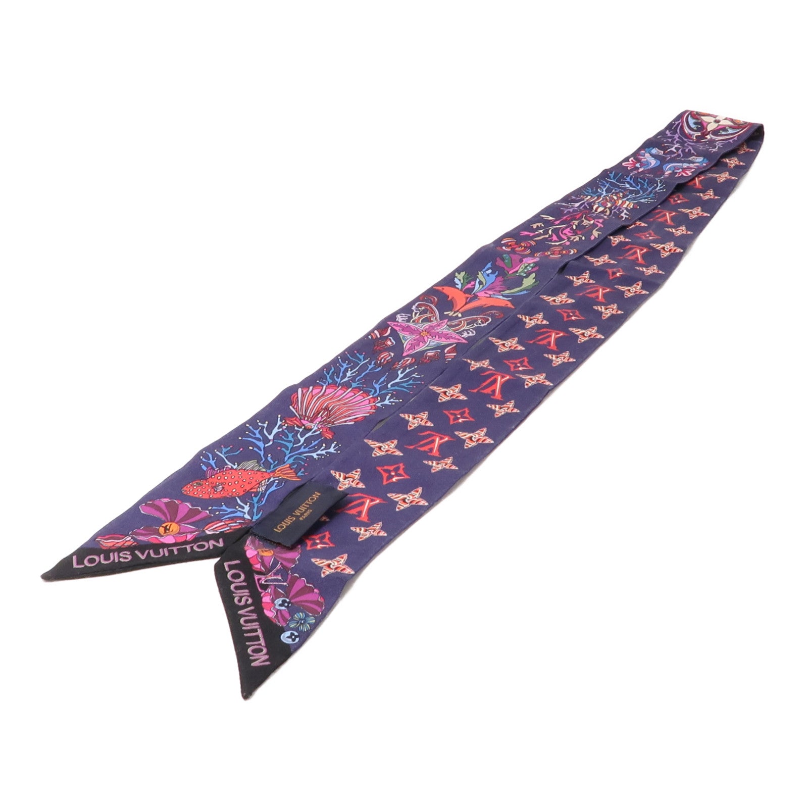 LOUIS VUITTON 絲質Scarf絲巾深藍色/紫色