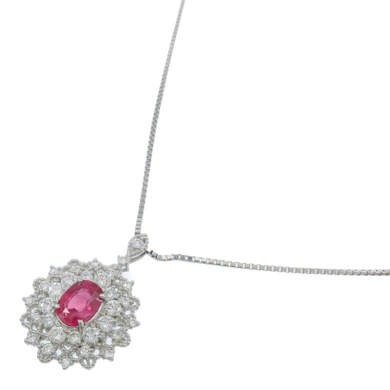 JEWELRY PT900/PT850鉑金Ruby Diamond Necklace紅寶石/鑽石項鍊