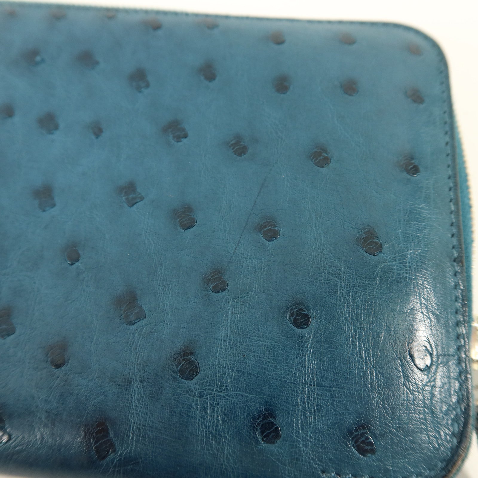HERMES Ostrich皮革Azap Wallet長錢包Cobalt