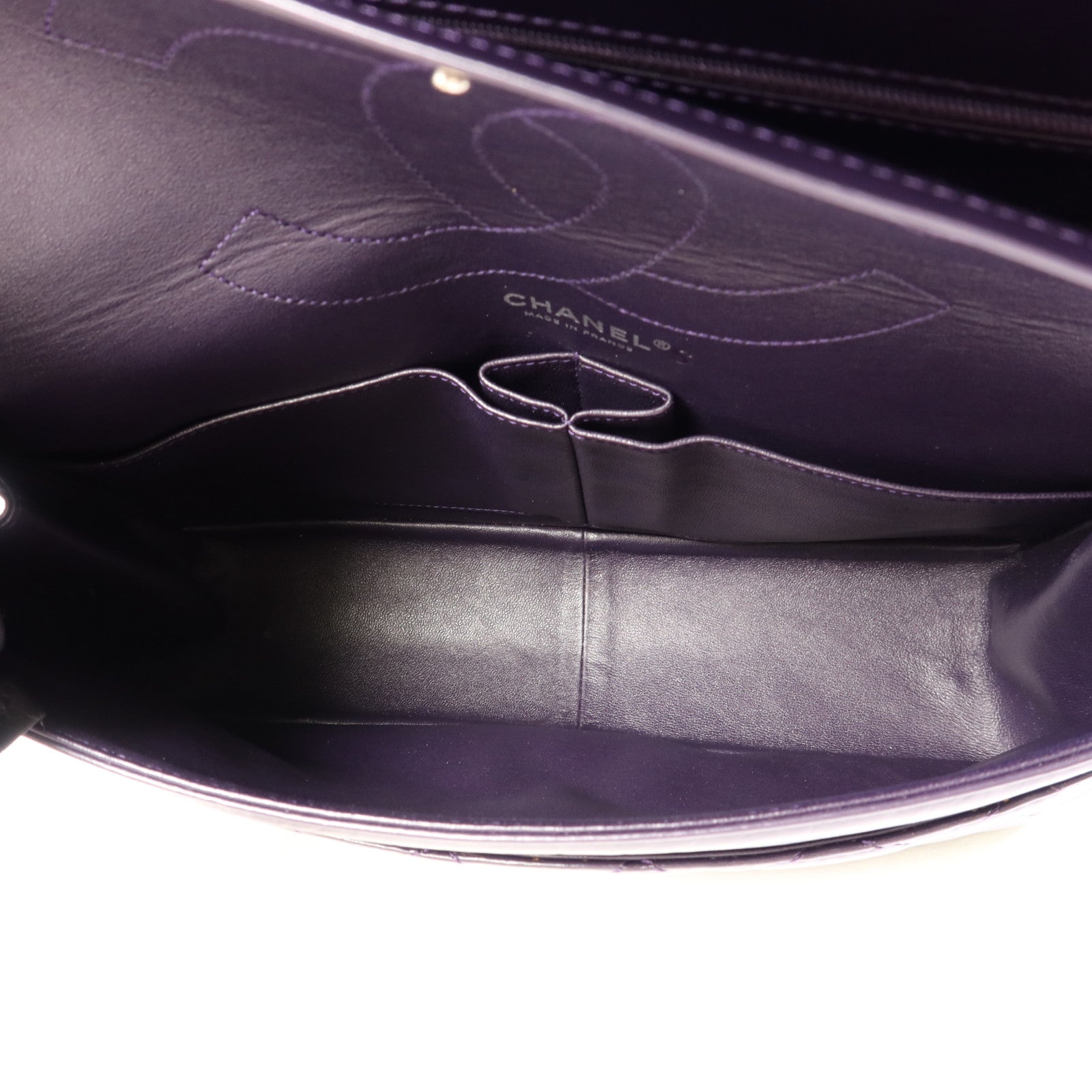 CHANEL 牛皮皮革2.55 Jumbo銀扣鏈帶肩背袋