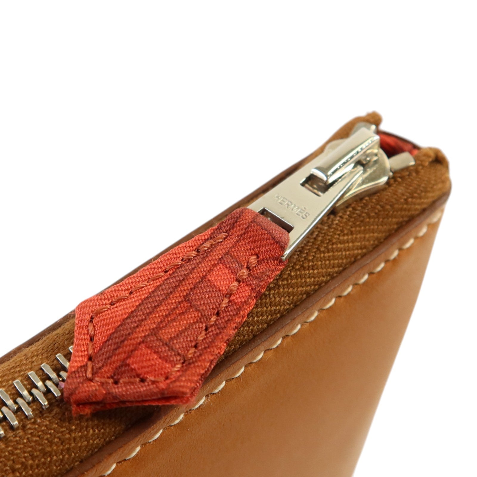 HERMES Barenia皮革Silk In Wallet銀扣長錢包Fauve