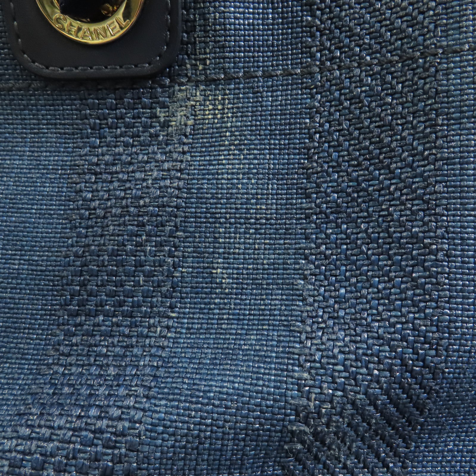 CHANEL 帆布Deauville Tote Bag金扣手挽肩背兩用袋