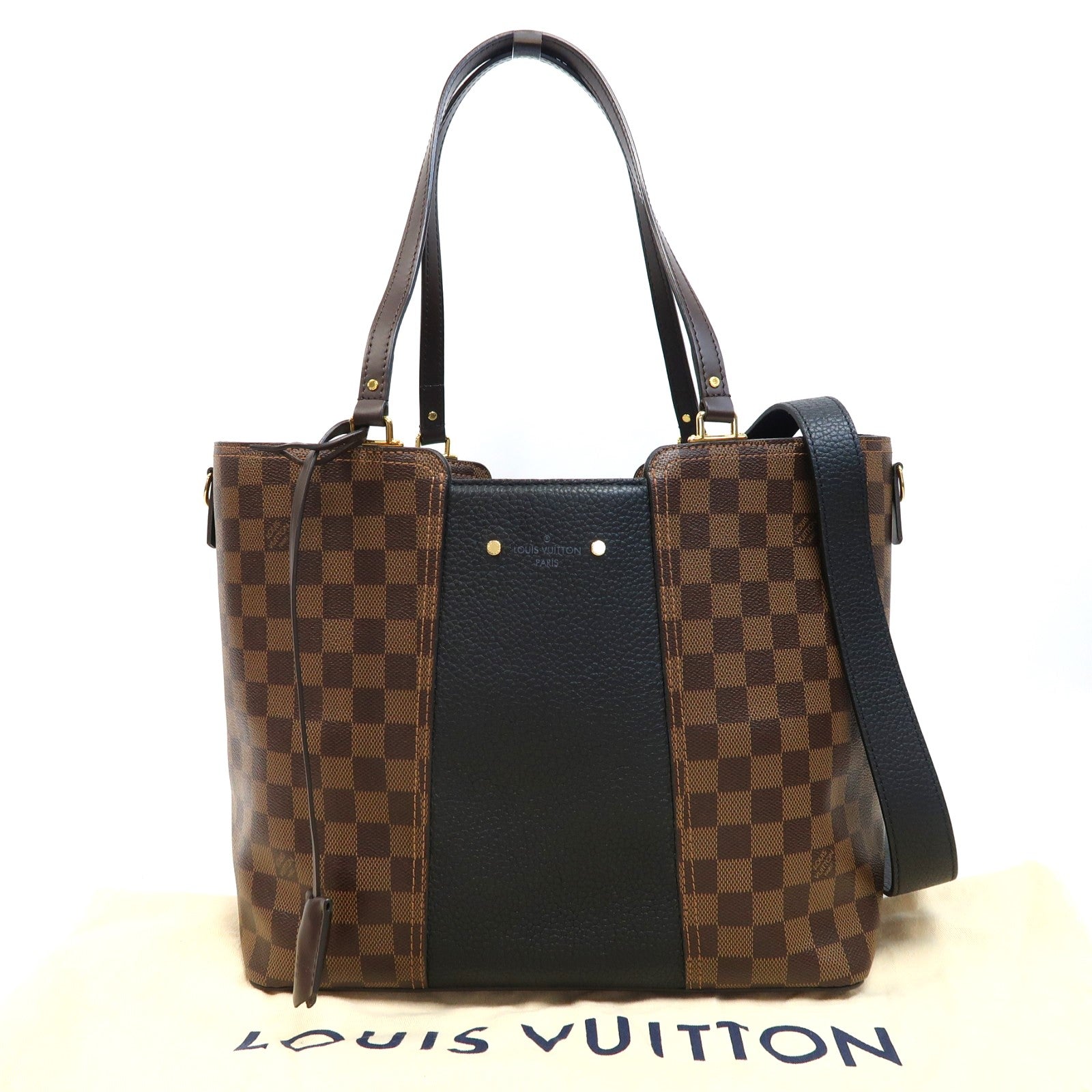 LOUIS VUITTON Damier Jersey金扣手挽肩背兩用袋啡色