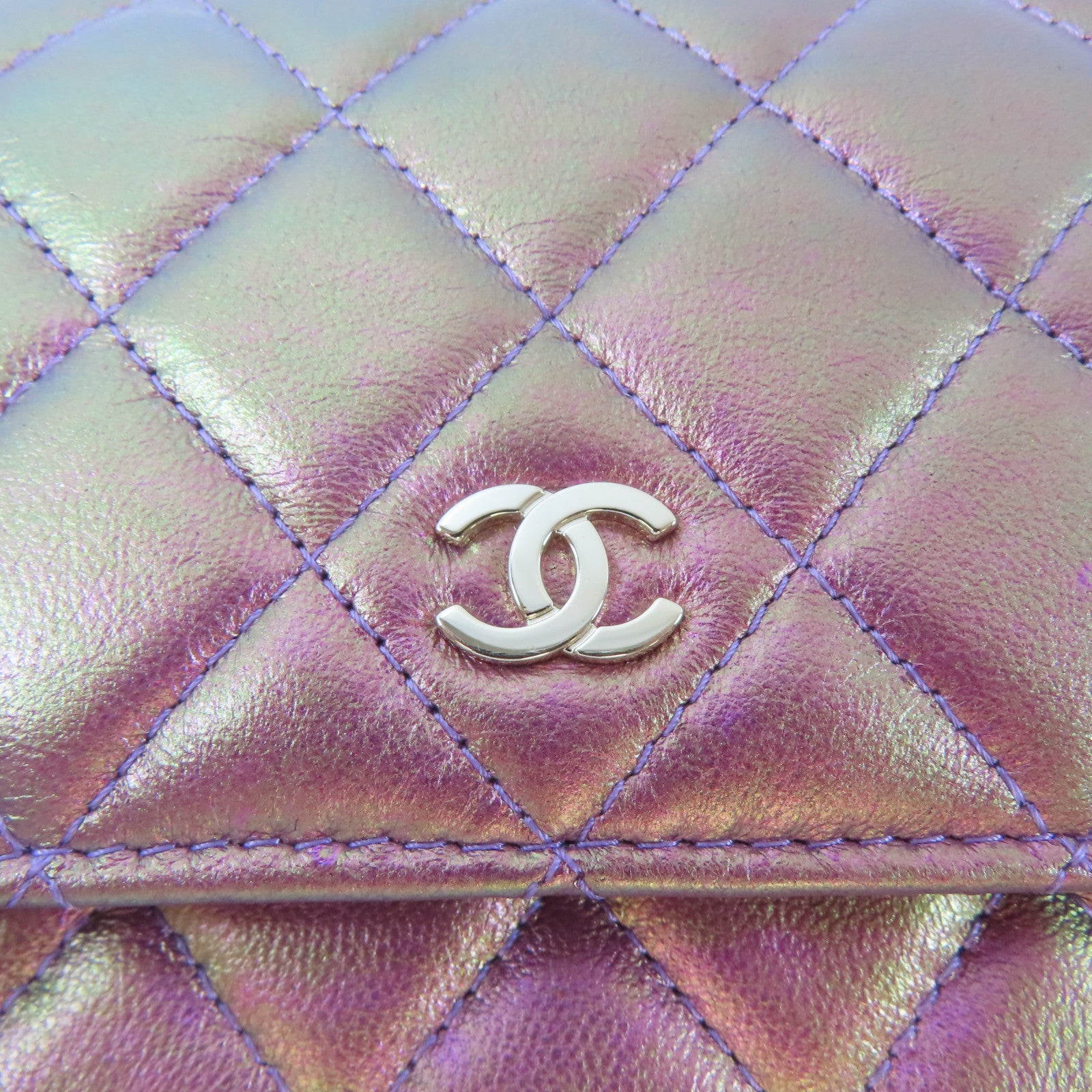 CHANEL 菱格羊皮皮革Chain Shoulder Bag金扣鏈帶肩背袋金屬粉紅色