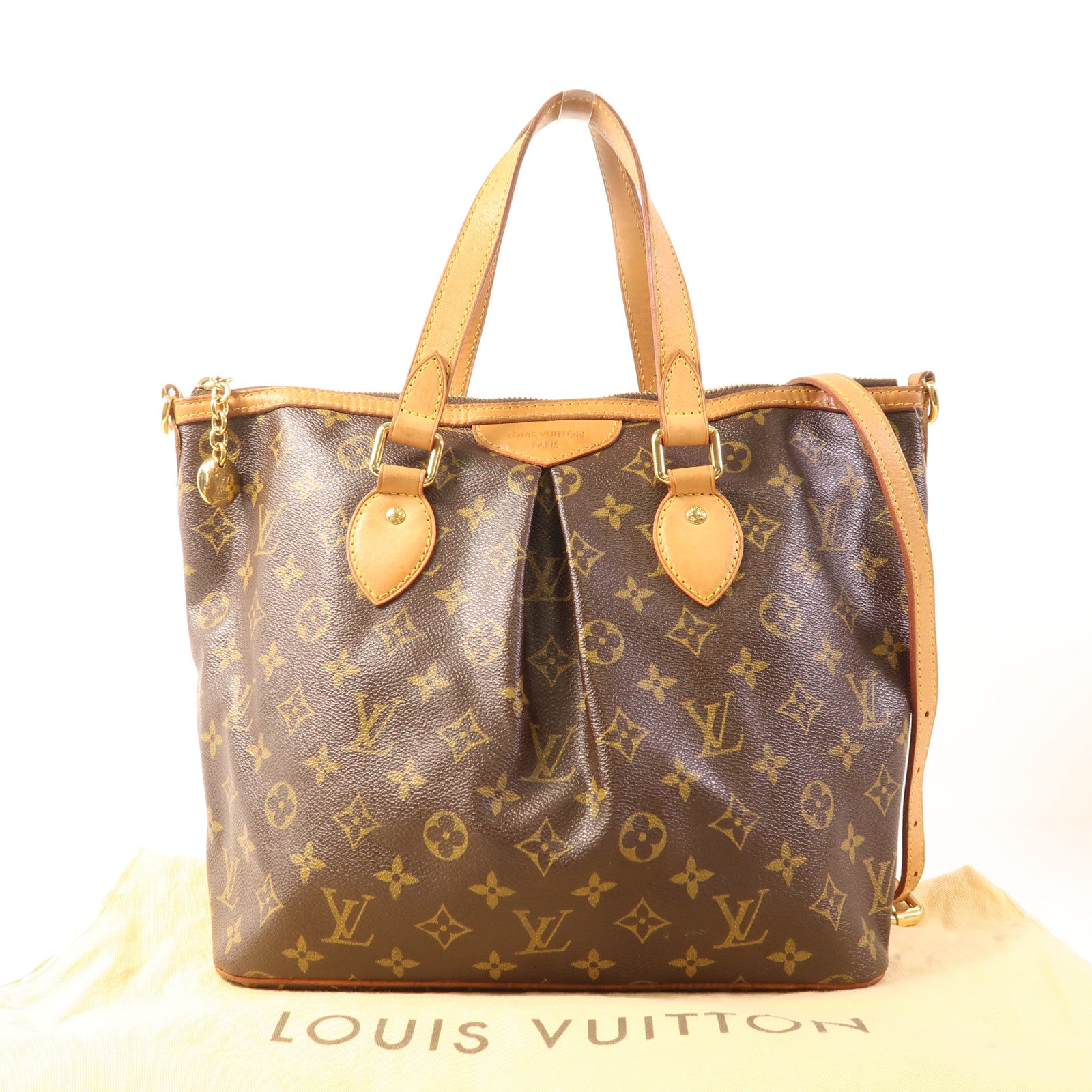 LOUIS VUITTON Monogram Palermo PM金扣手挽肩背兩用袋棕色