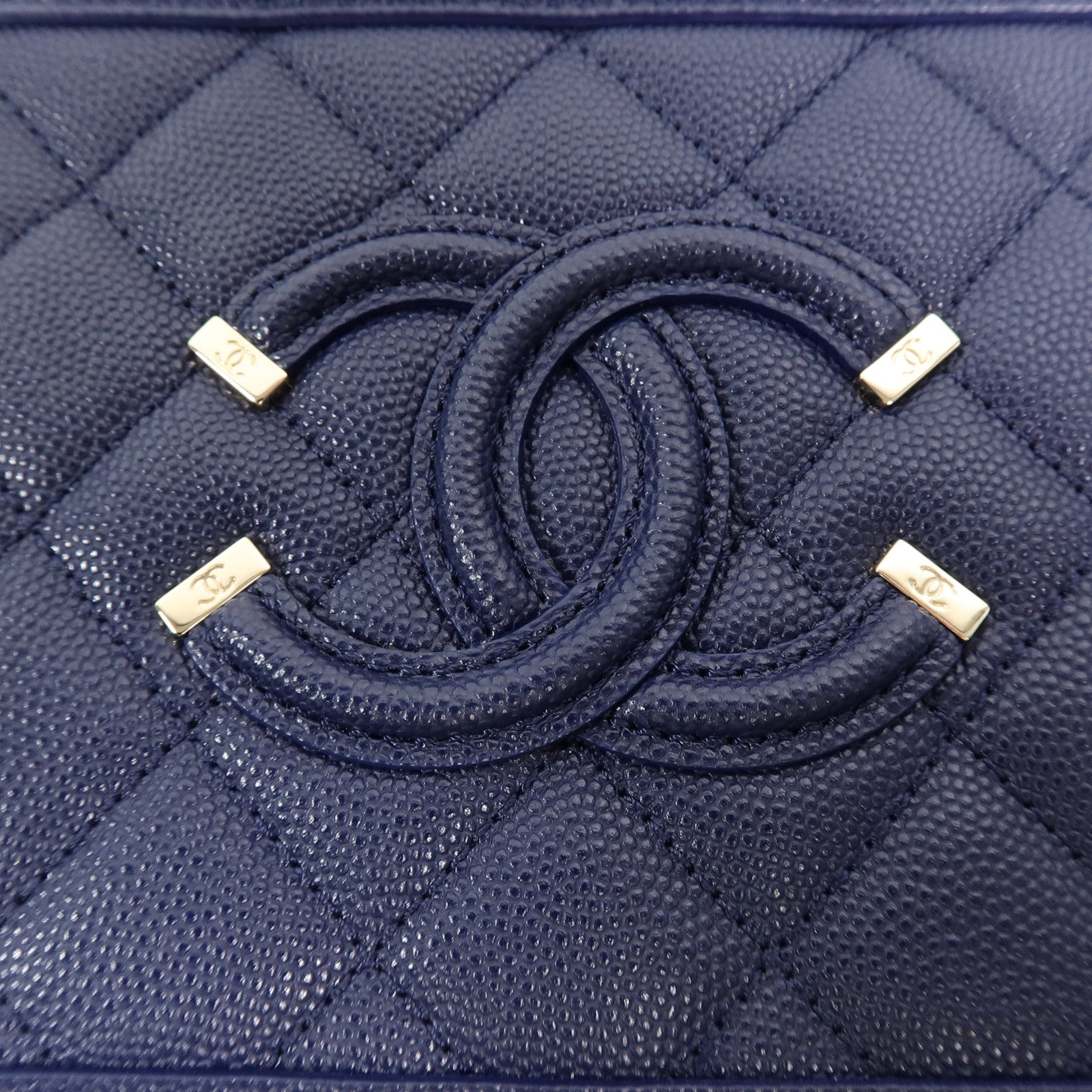 CHANEL 牛皮皮革CC Filigree Vanity Case手挽肩背兩用袋
