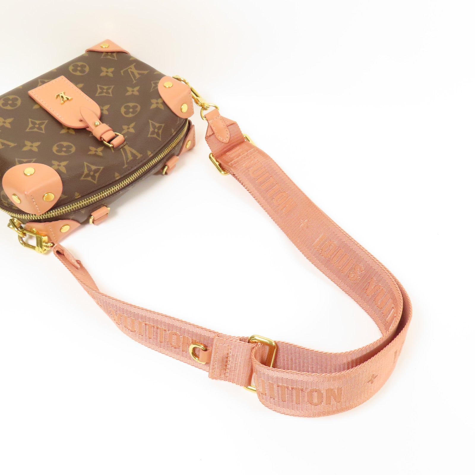 LOUIS VUITTON LV GHW Petite Malle Souple 2 Way Bag M45531 Monogram Brown Pink