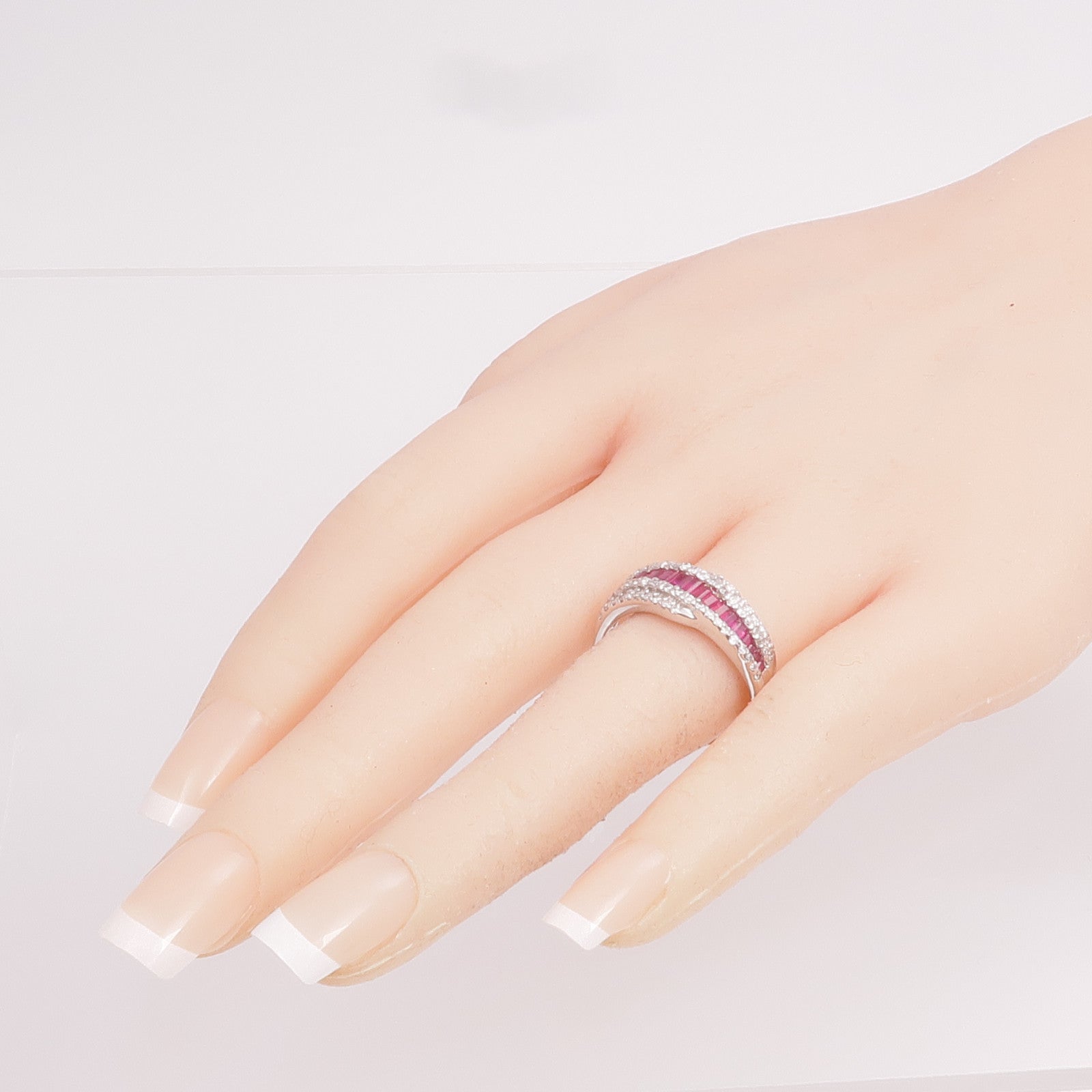 JEWELRY 18K白金Ruby Diamond Ring紅寶石/鑽石戒指US#9