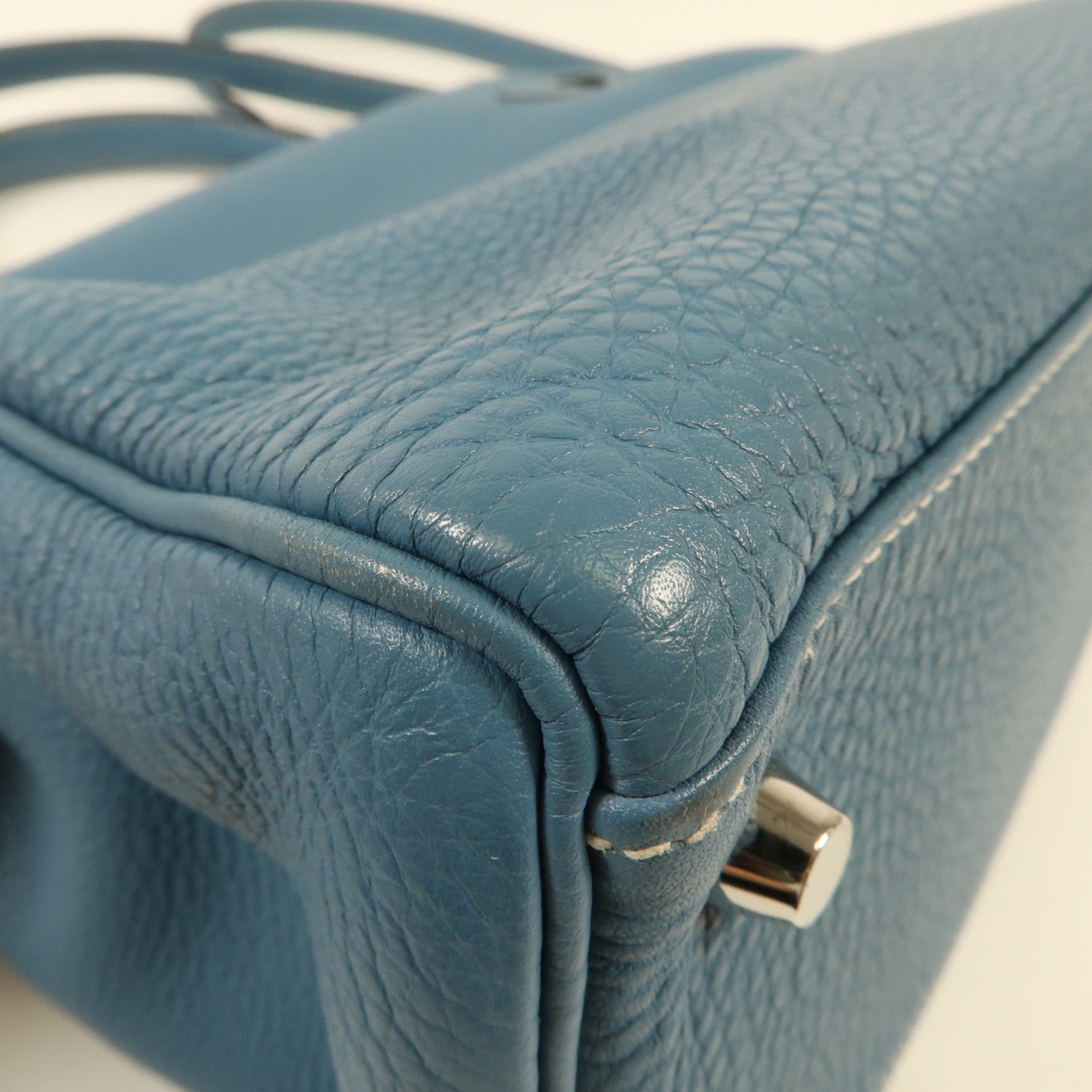 HERMES Togo皮革Kelly 32銀扣手挽肩背兩用袋Blue Jean