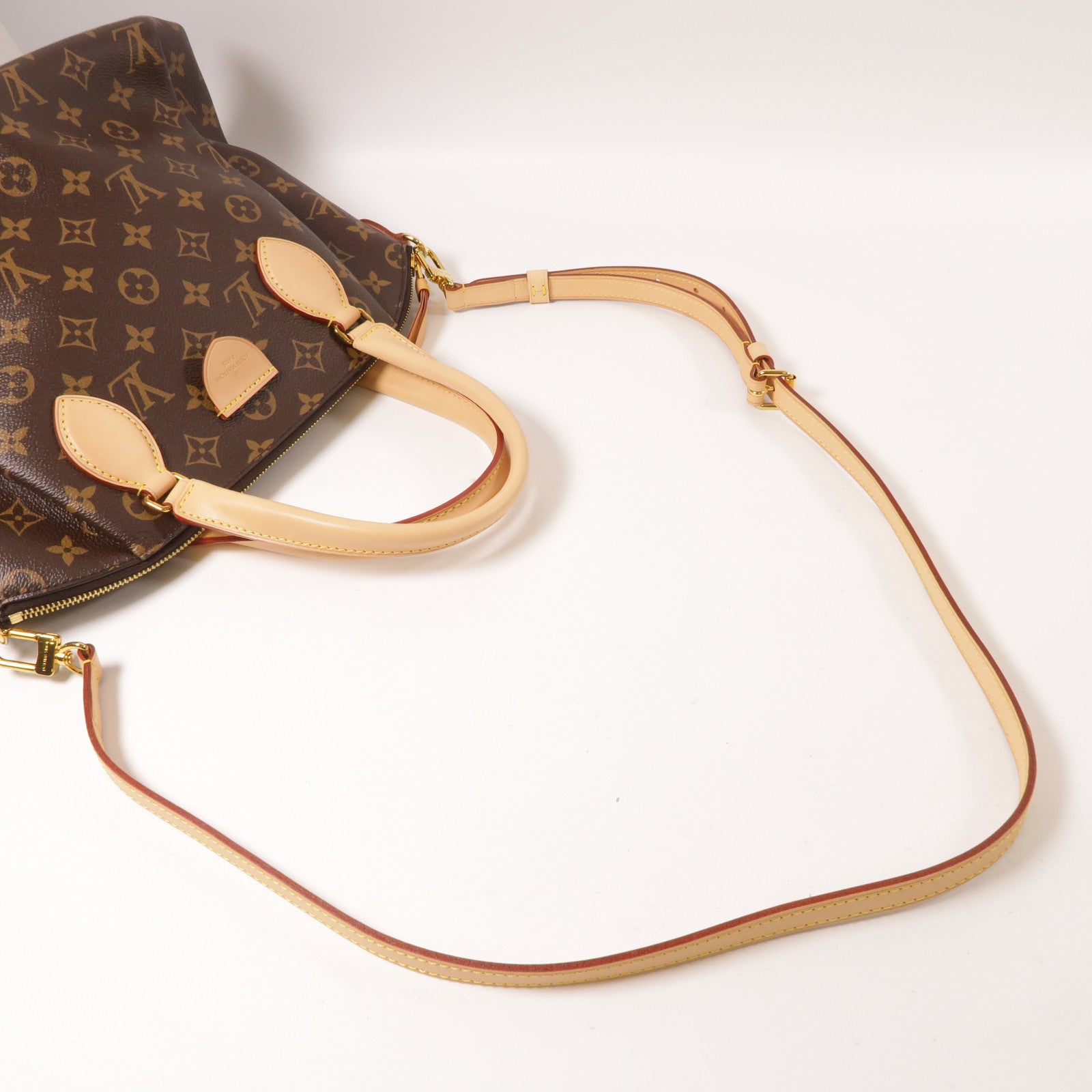 LOUIS VUITTON Monogram Rivory MM金扣手挽肩背兩用袋啡色