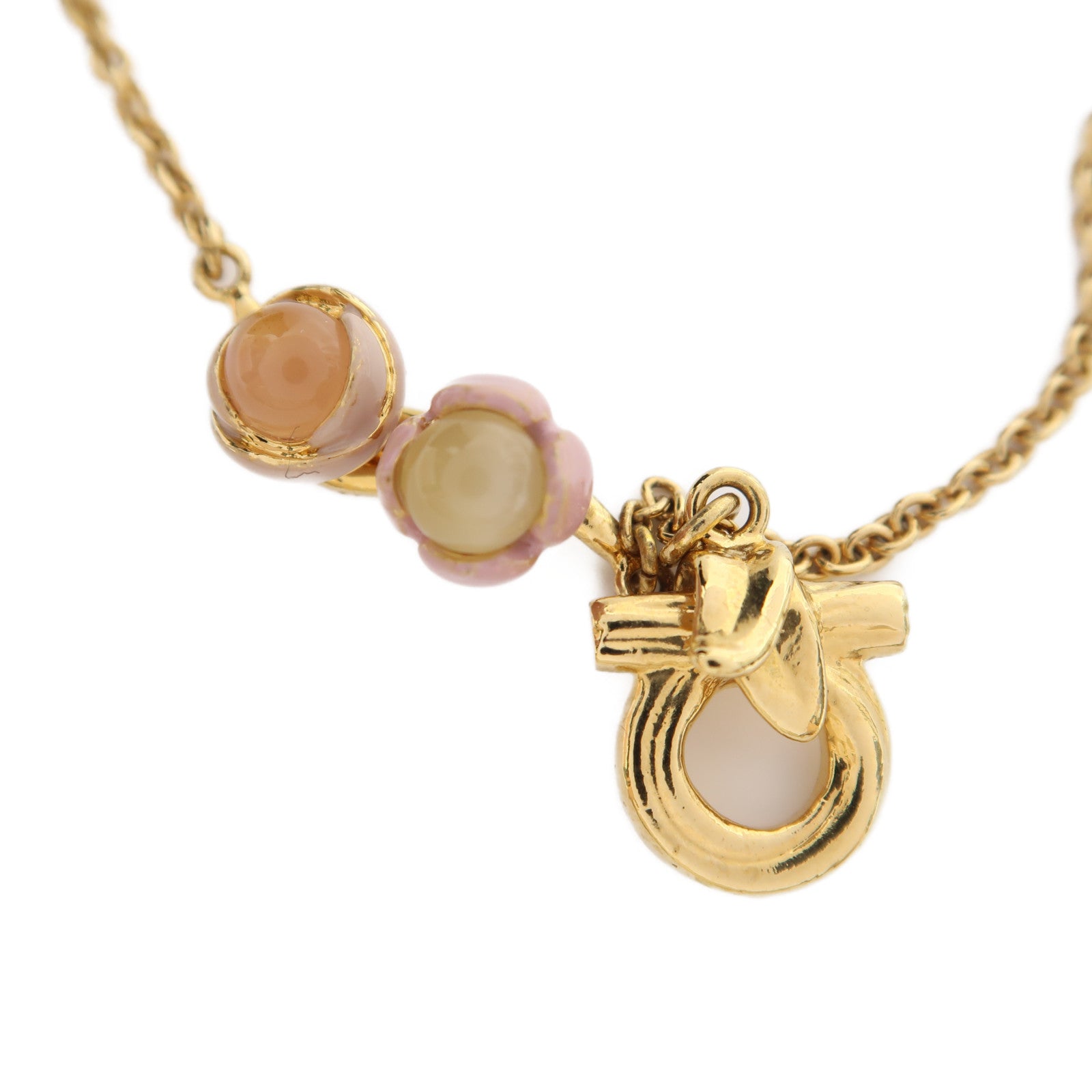 Salvatore Ferragamo 金屬Necklace項鍊金色/粉紅色
