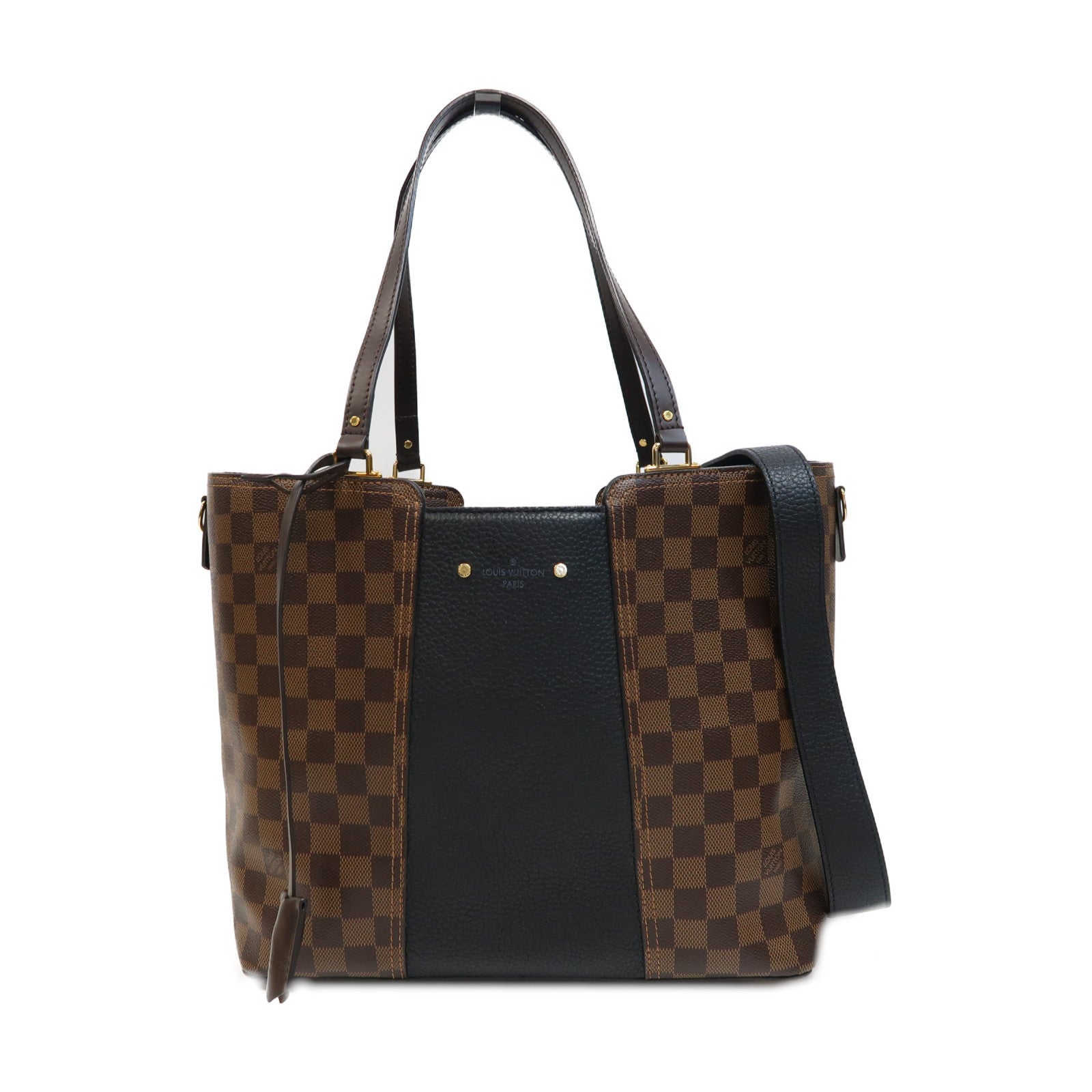 LOUIS VUITTON Damier Jersey金扣手挽肩背兩用袋啡色