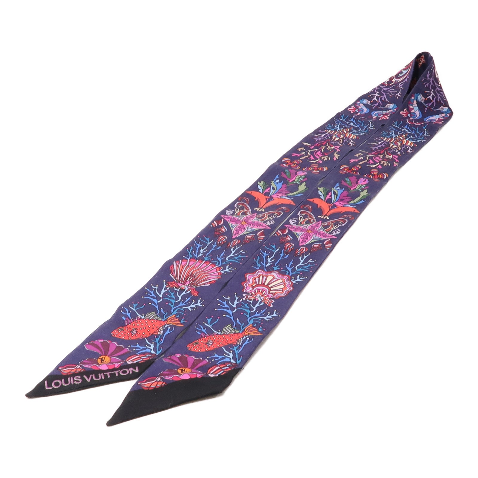 LOUIS VUITTON 絲質Scarf絲巾深藍色/紫色