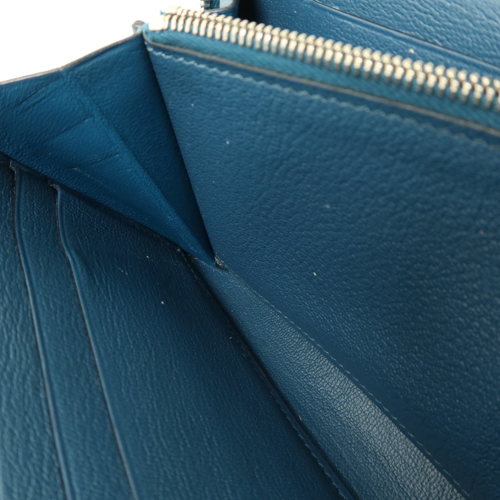 HERMES Ostrich皮革Azap Wallet長錢包Cobalt
