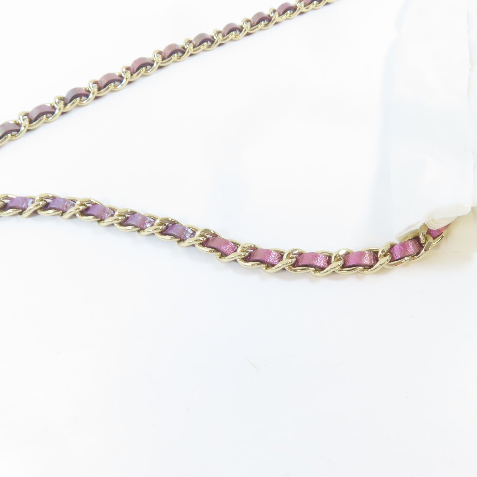 CHANEL 菱格羊皮皮革Chain Shoulder Bag金扣鏈帶肩背袋金屬粉紅色