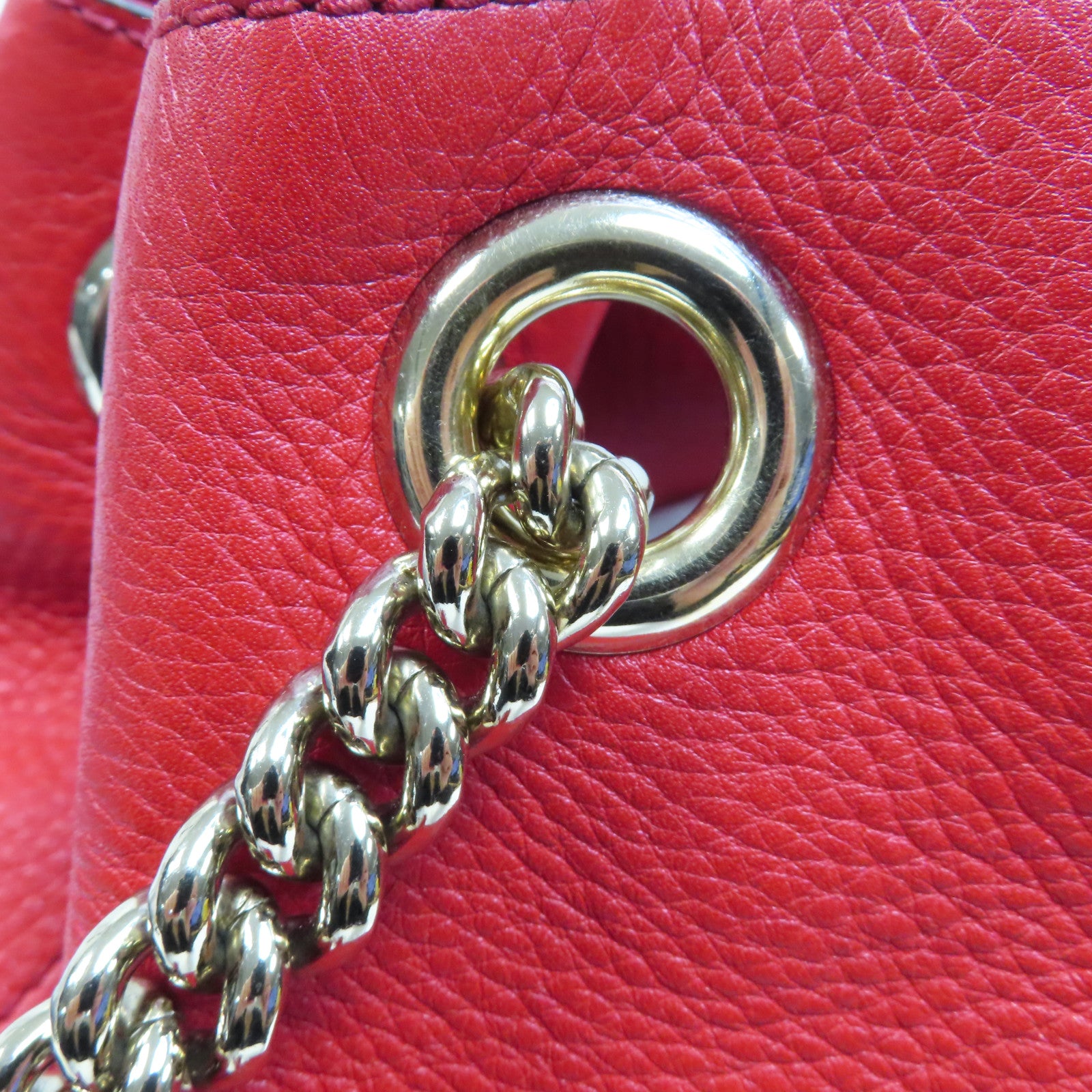 GUCCI 牛皮皮革Tote Bag金扣肩背袋紅色