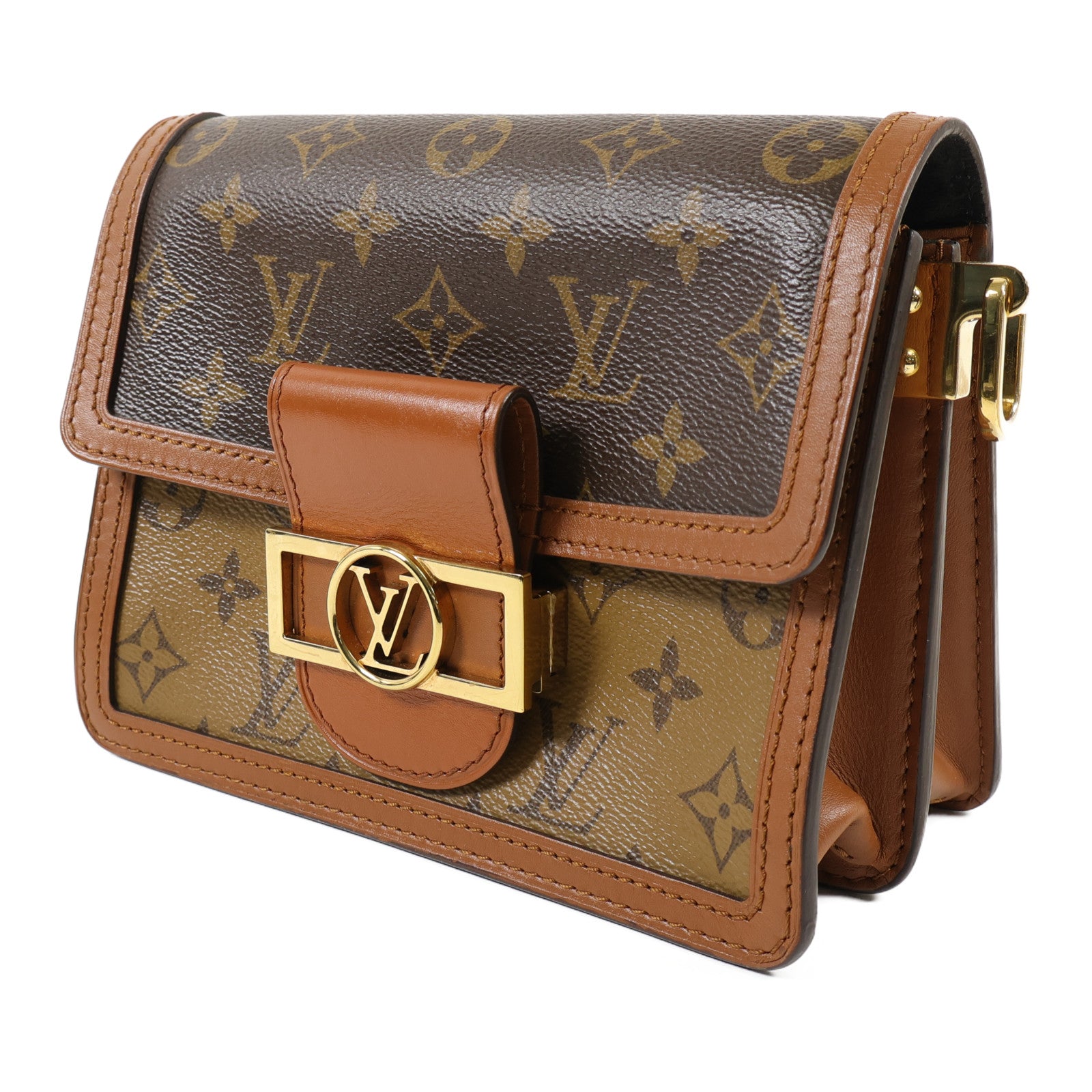 LOUIS VUITTON Monogram Reverse Mini Dauphine金扣肩背袋