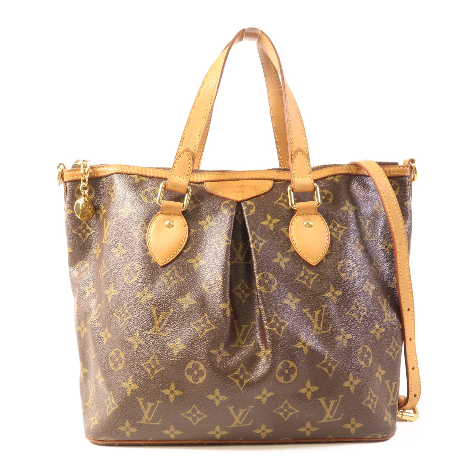 LOUIS VUITTON Monogram Palermo PM金扣手挽肩背兩用袋棕色
