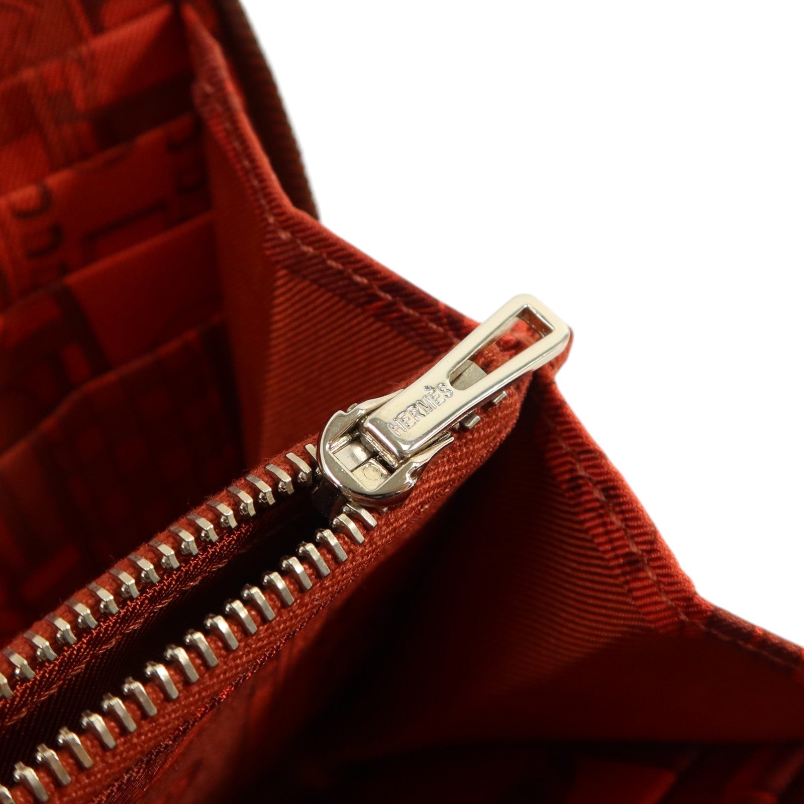 HERMES Barenia皮革Silk In Wallet銀扣長錢包Fauve
