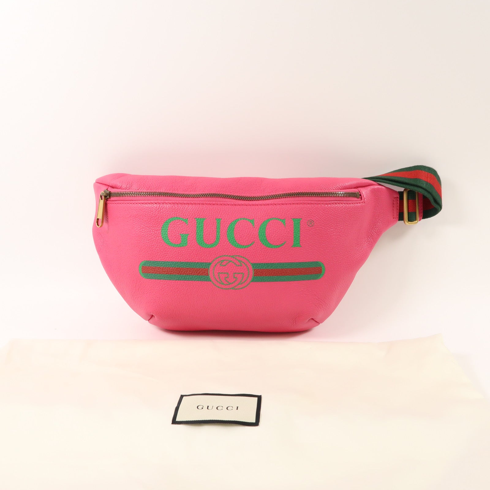 GUCCI 皮革Waist Bag腰包桃紅色