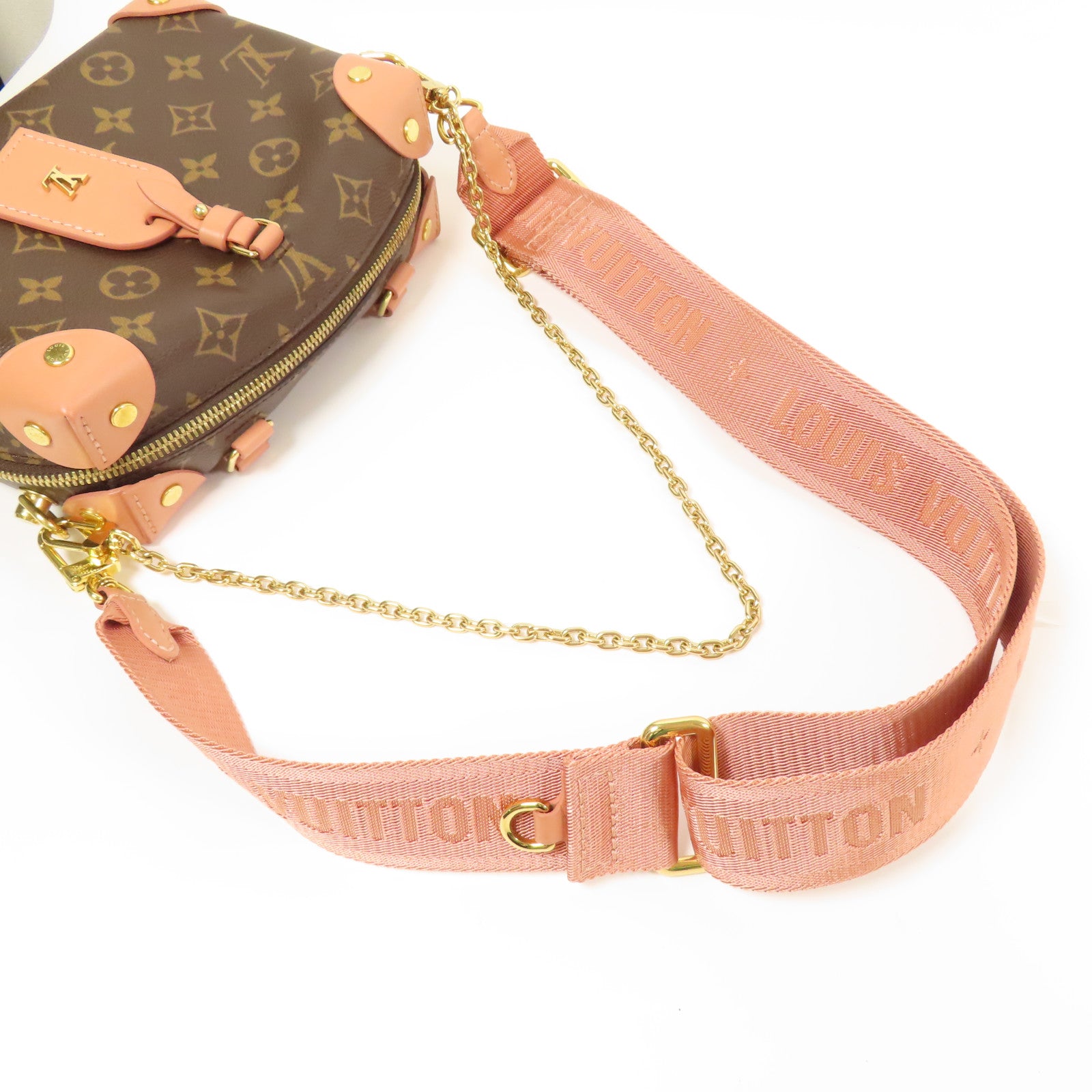 LOUIS VUITTON LV GHW Petite Malle Souple 2 Way Bag M45531 Monogram Brown Pink