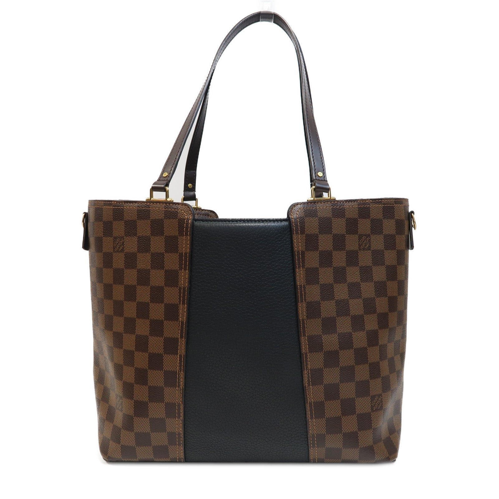 LOUIS VUITTON Damier Jersey金扣手挽肩背兩用袋啡色