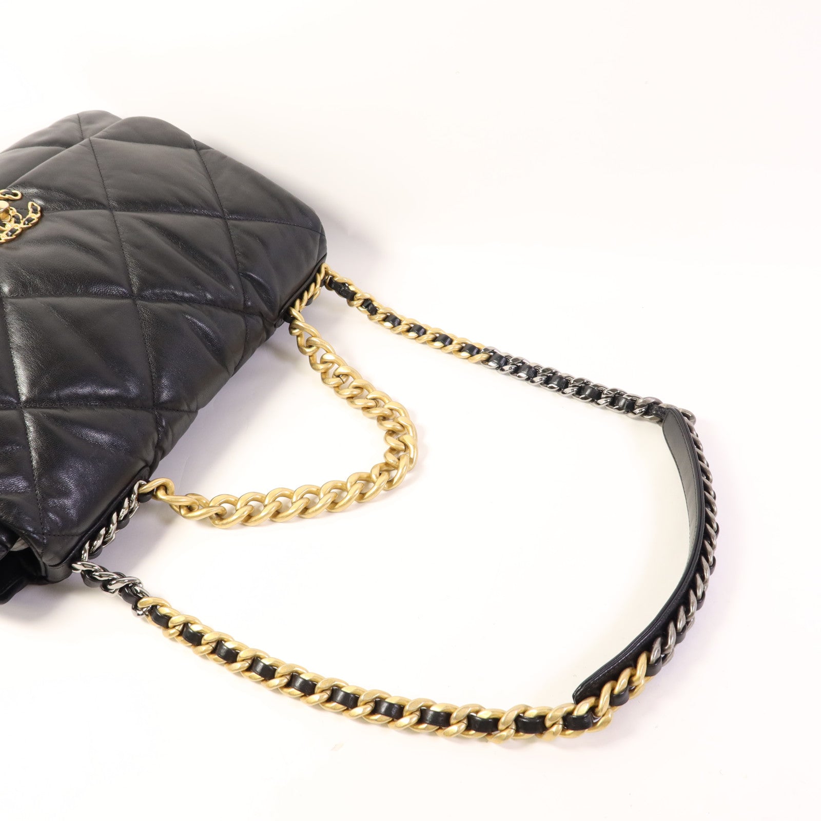 CHANEL 羊皮皮革Chanel 19 Large鏈帶手挽肩背兩用袋