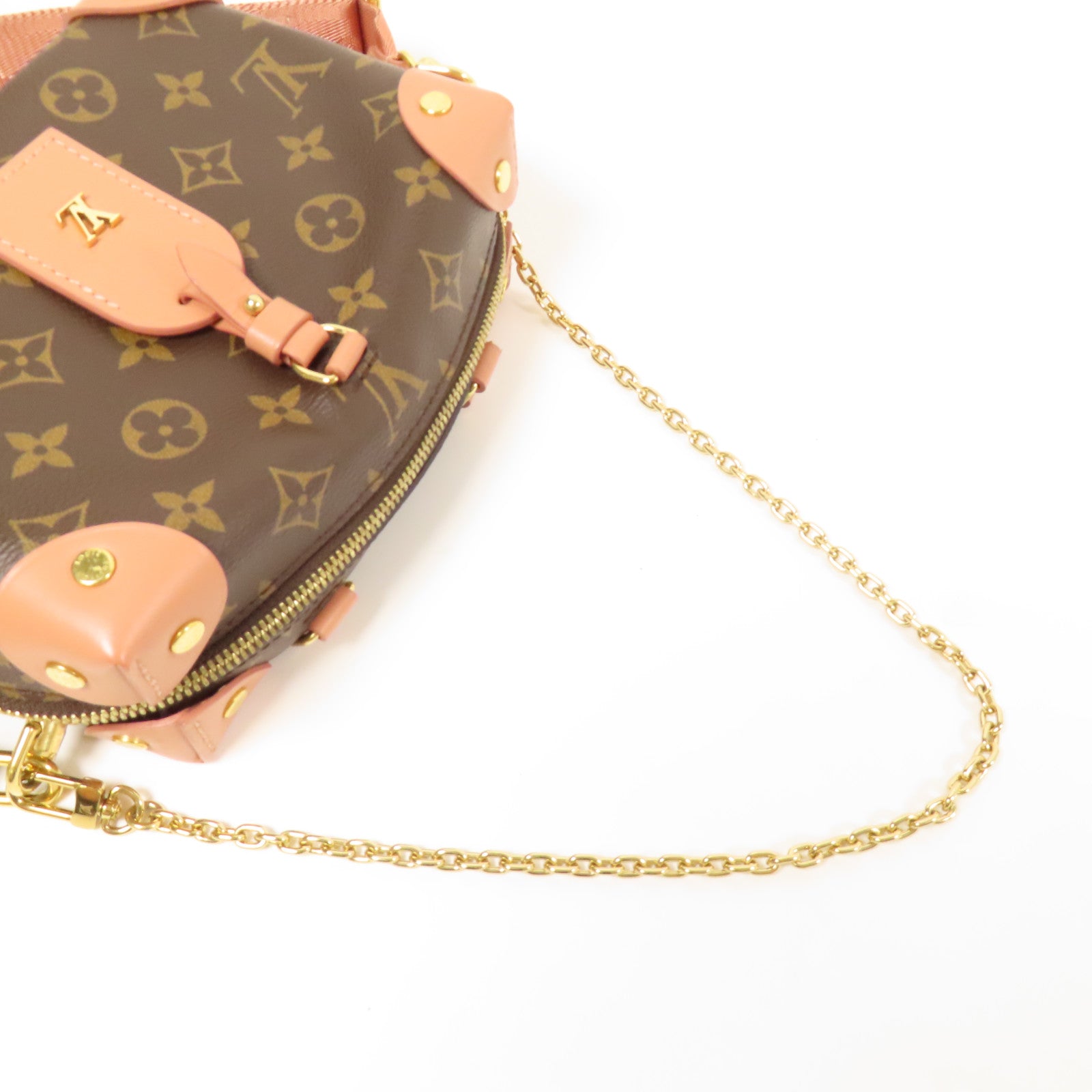 LOUIS VUITTON LV GHW Petite Malle Souple 2 Way Bag M45531 Monogram Brown Pink