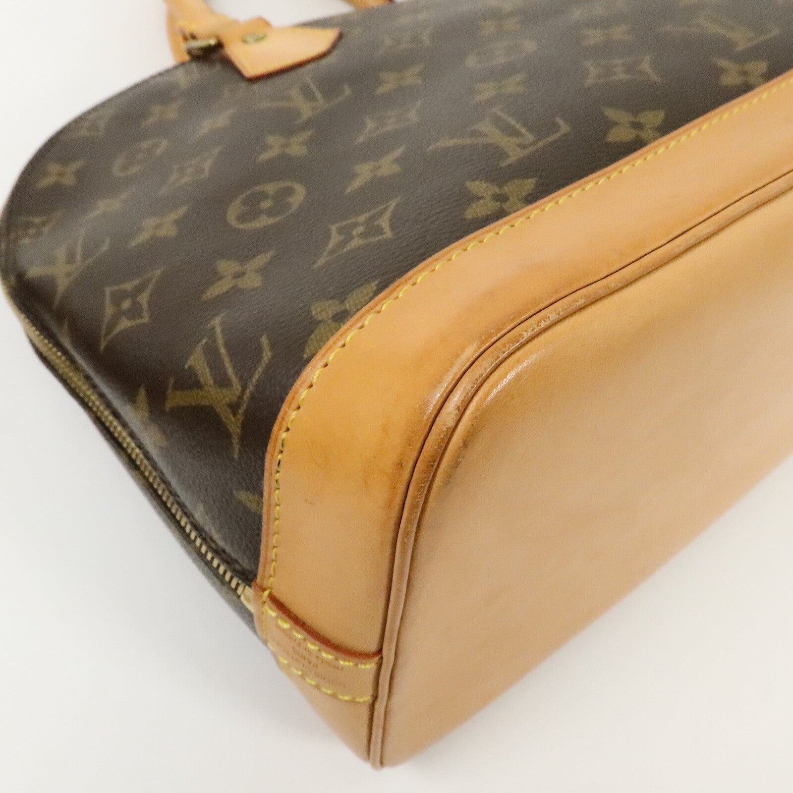 LOUIS VUITTON Monogram Alma金扣手挽袋棕色