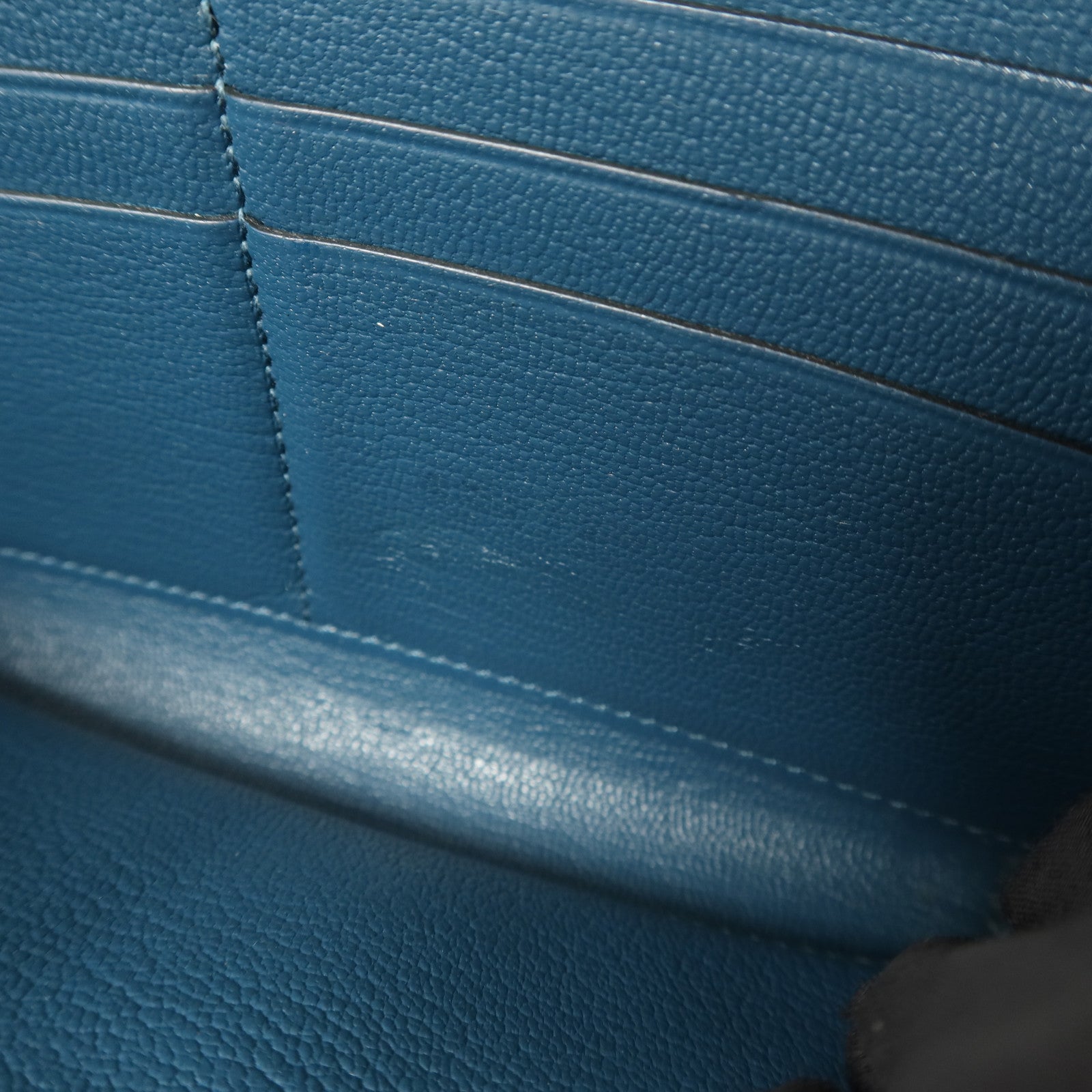 HERMES Ostrich皮革Azap Wallet長錢包Cobalt