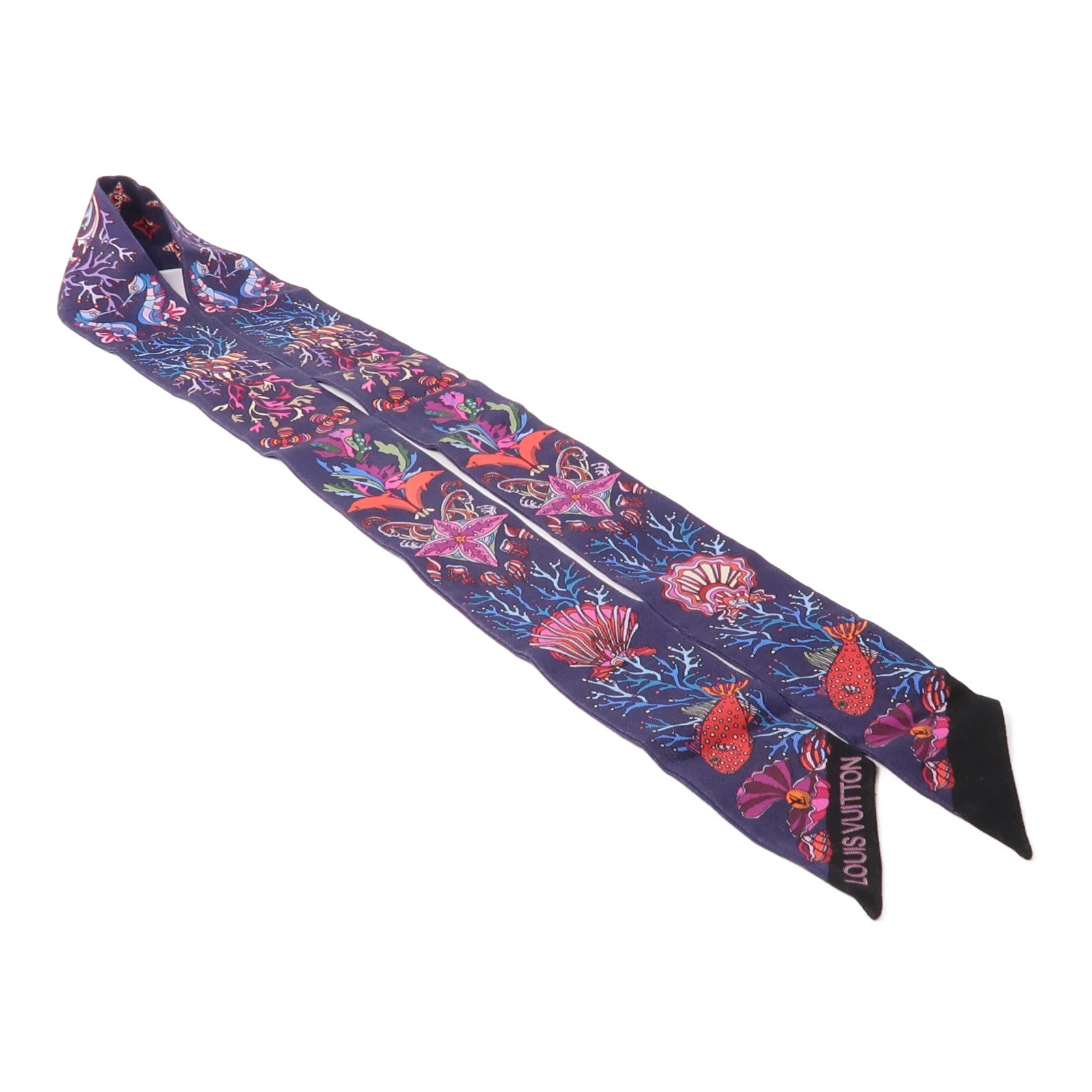 LOUIS VUITTON 絲質Scarf絲巾深藍色/紫色