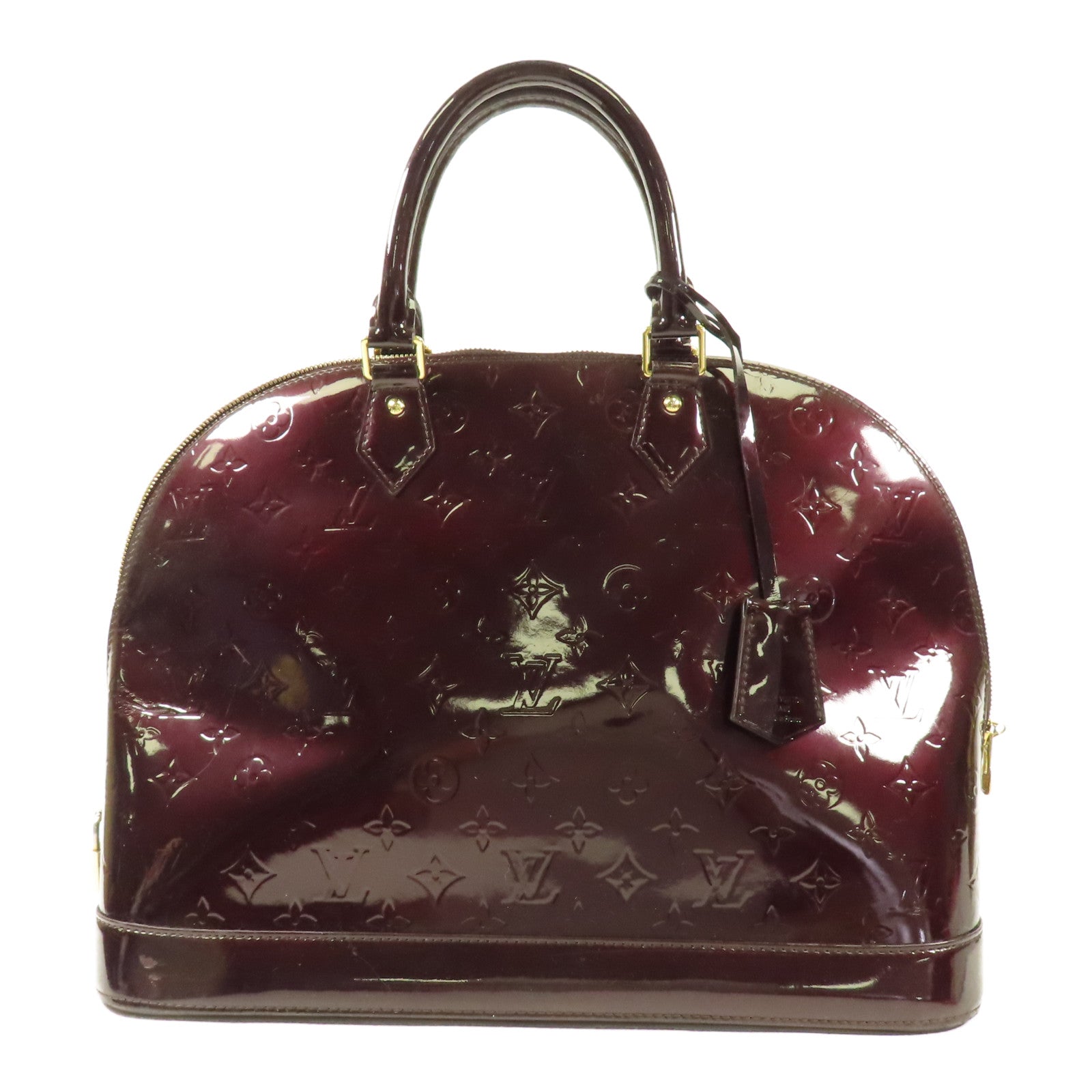 LOUIS VUITTON Vernis Alma PM金扣手挽袋酒紅色
