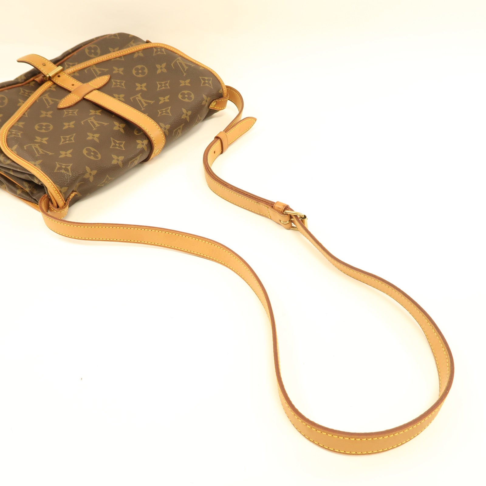 LOUIS VUITTON Monogram Saumur 30金扣肩背袋啡色