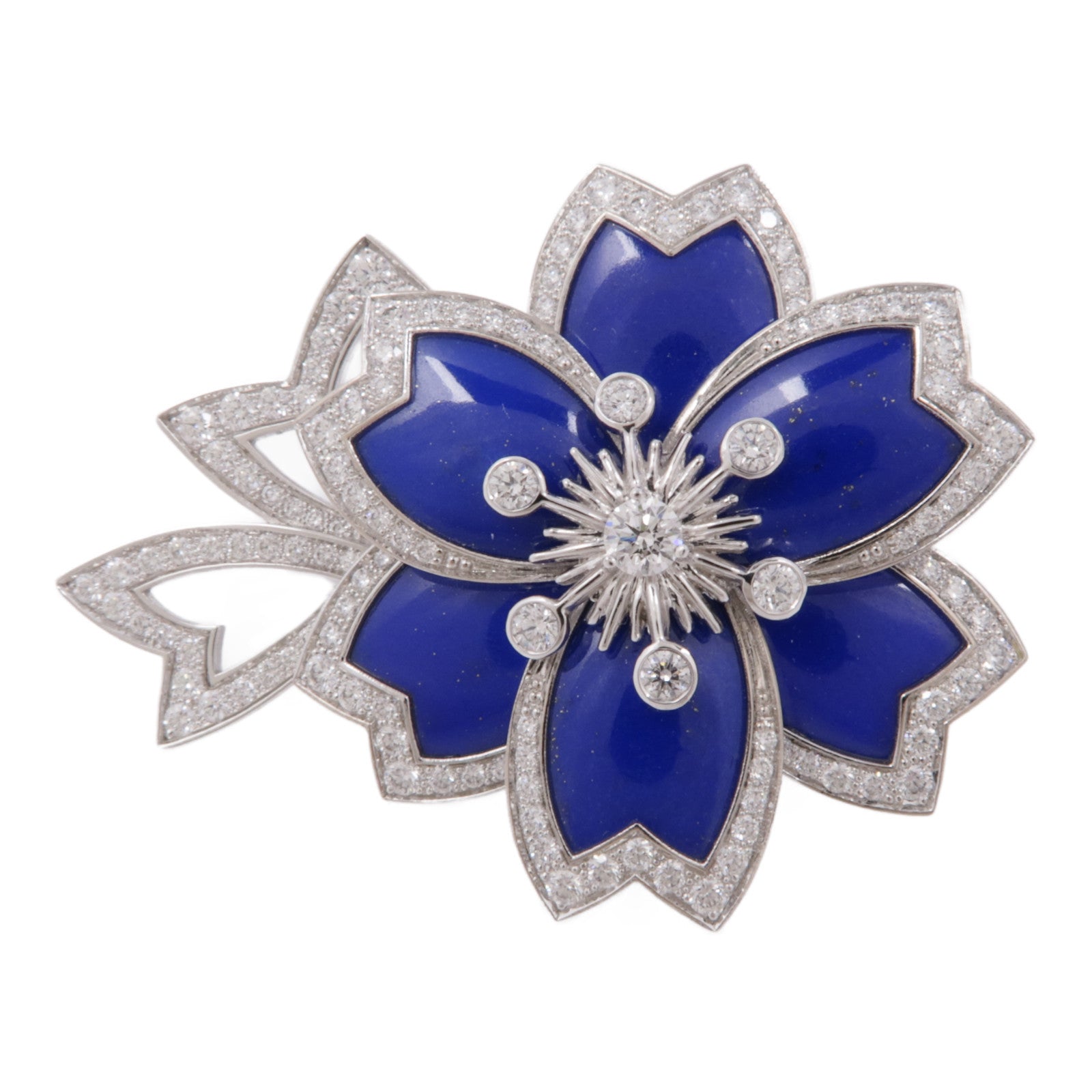 Van Cleef & Arpels 18K白金Hellebore Ring青金石戒指US#5.75