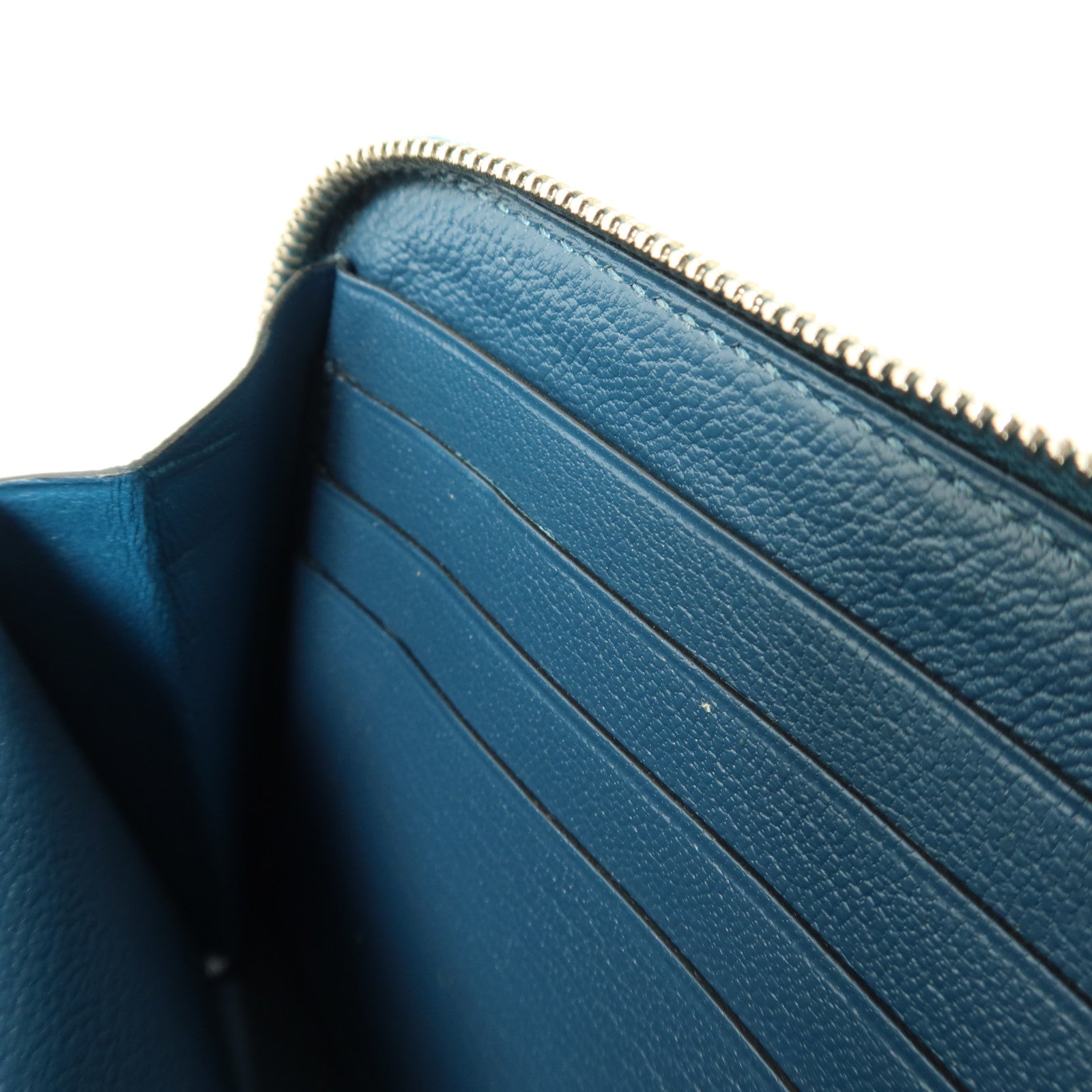 HERMES Ostrich皮革Azap Wallet長錢包Cobalt